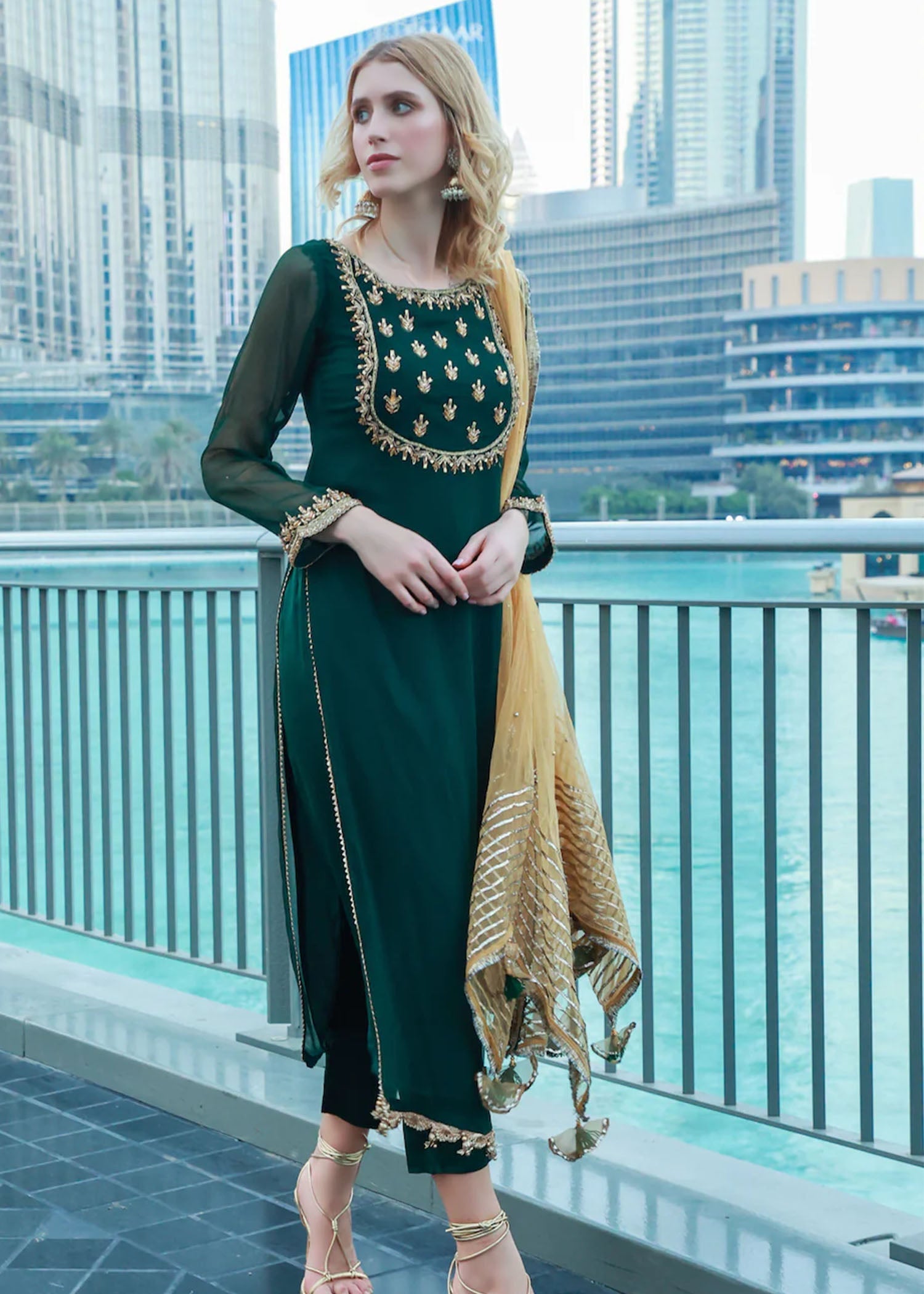 Khuda Baksh Creations Z 278 Green Women 4pcs