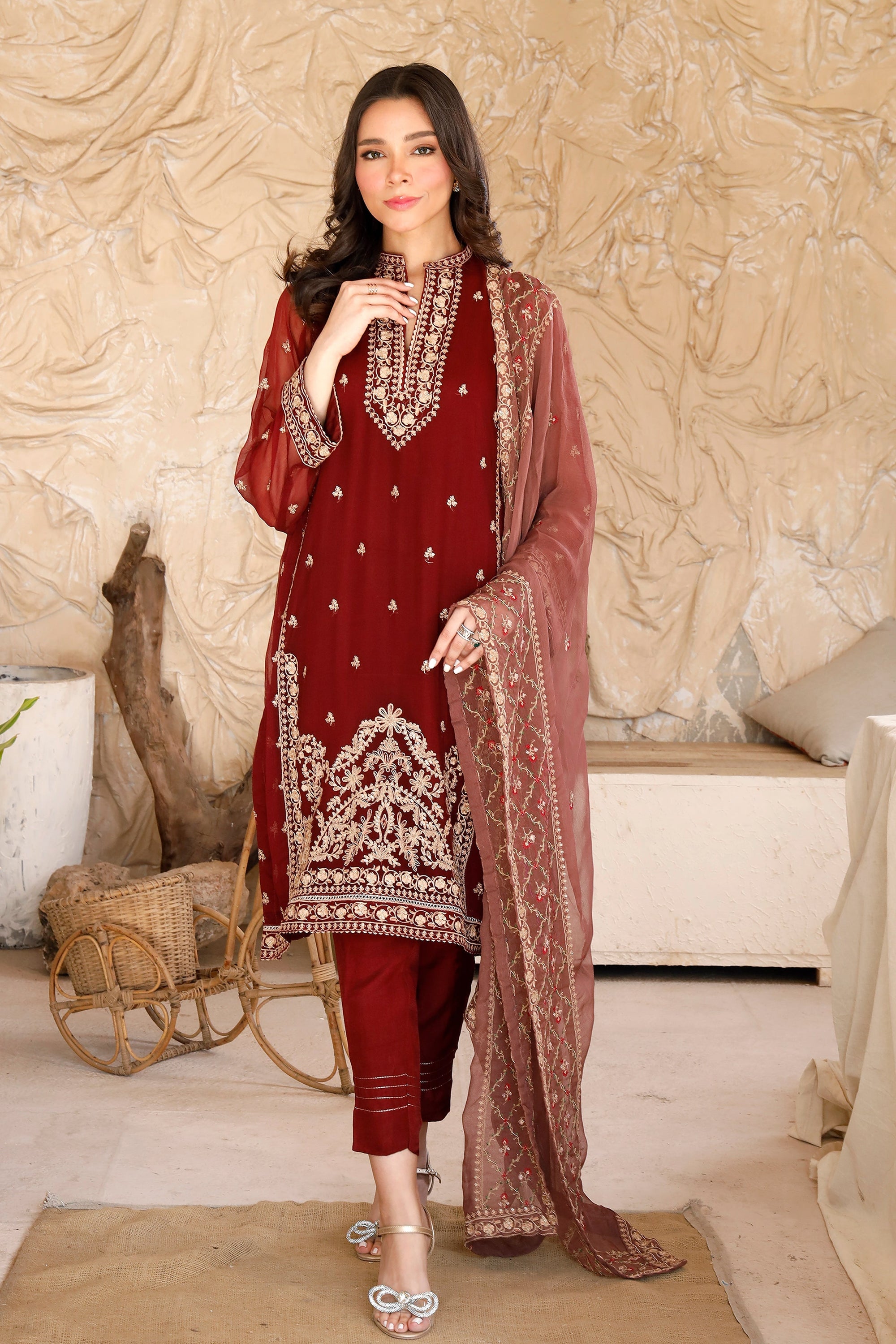 Lakhany Ready to wear Embroidered Chiffon Women 3pcs