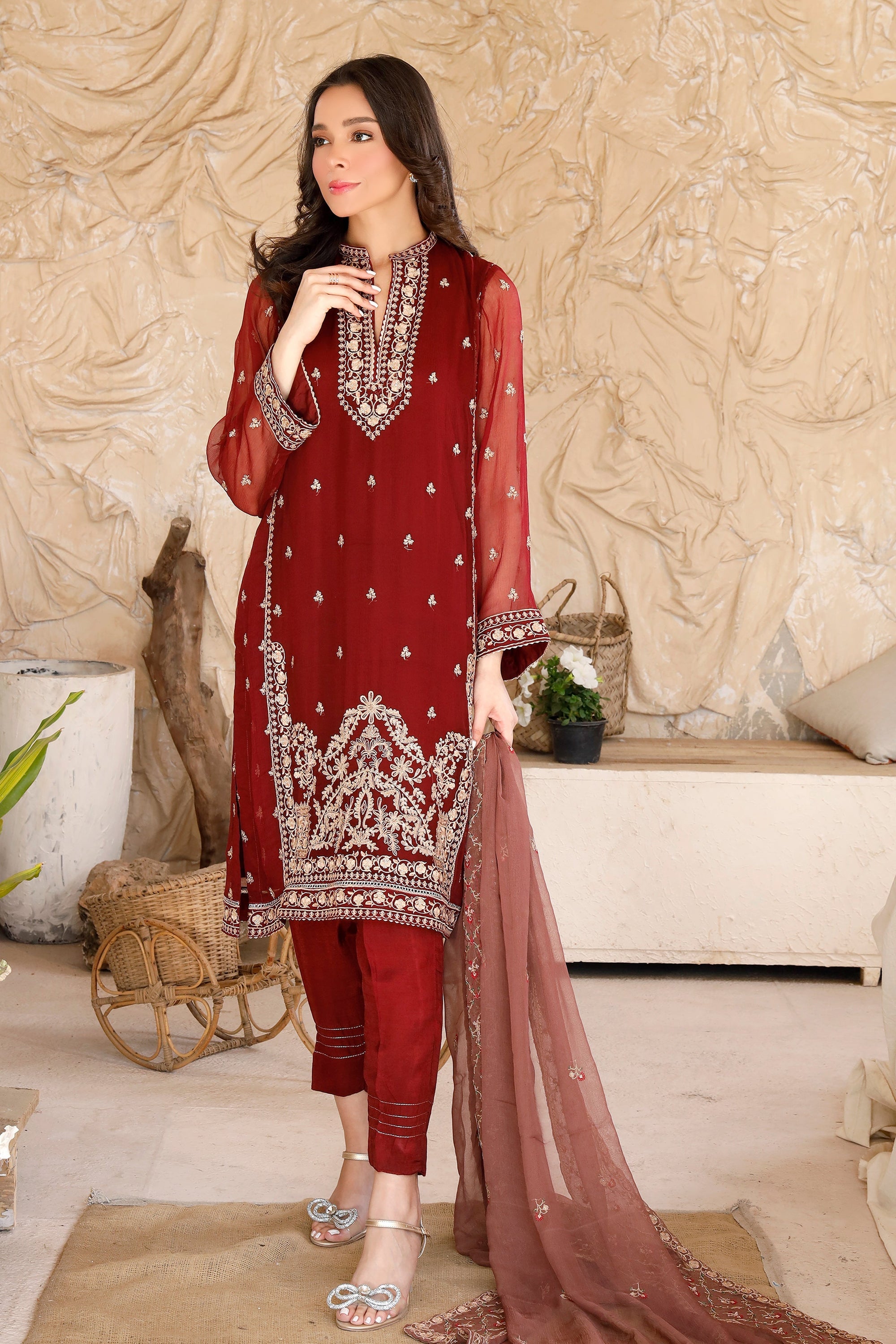 Lakhany Ready to wear Embroidered Chiffon Women 3pcs