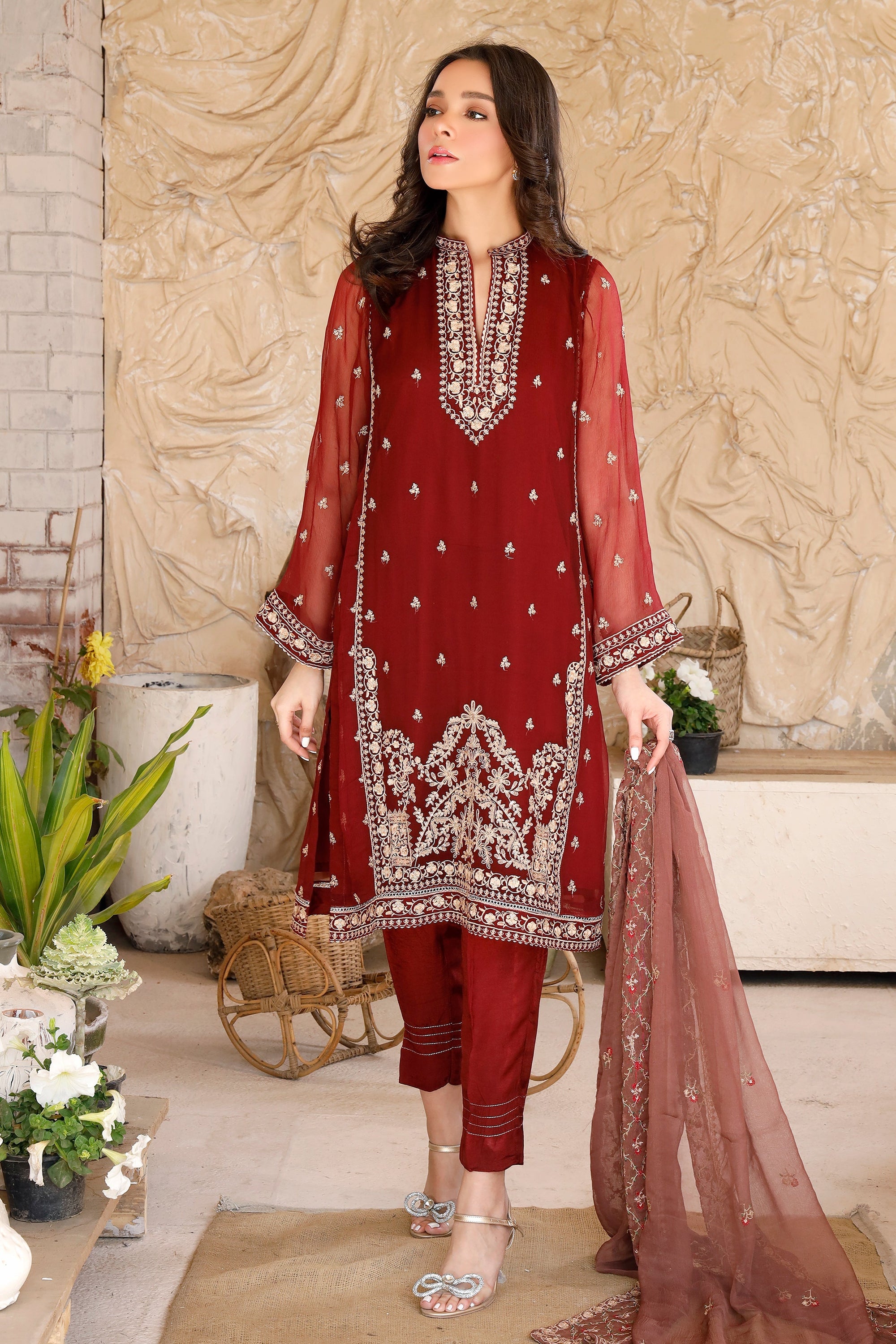 Lakhany Ready to wear Embroidered Chiffon Women 3pcs