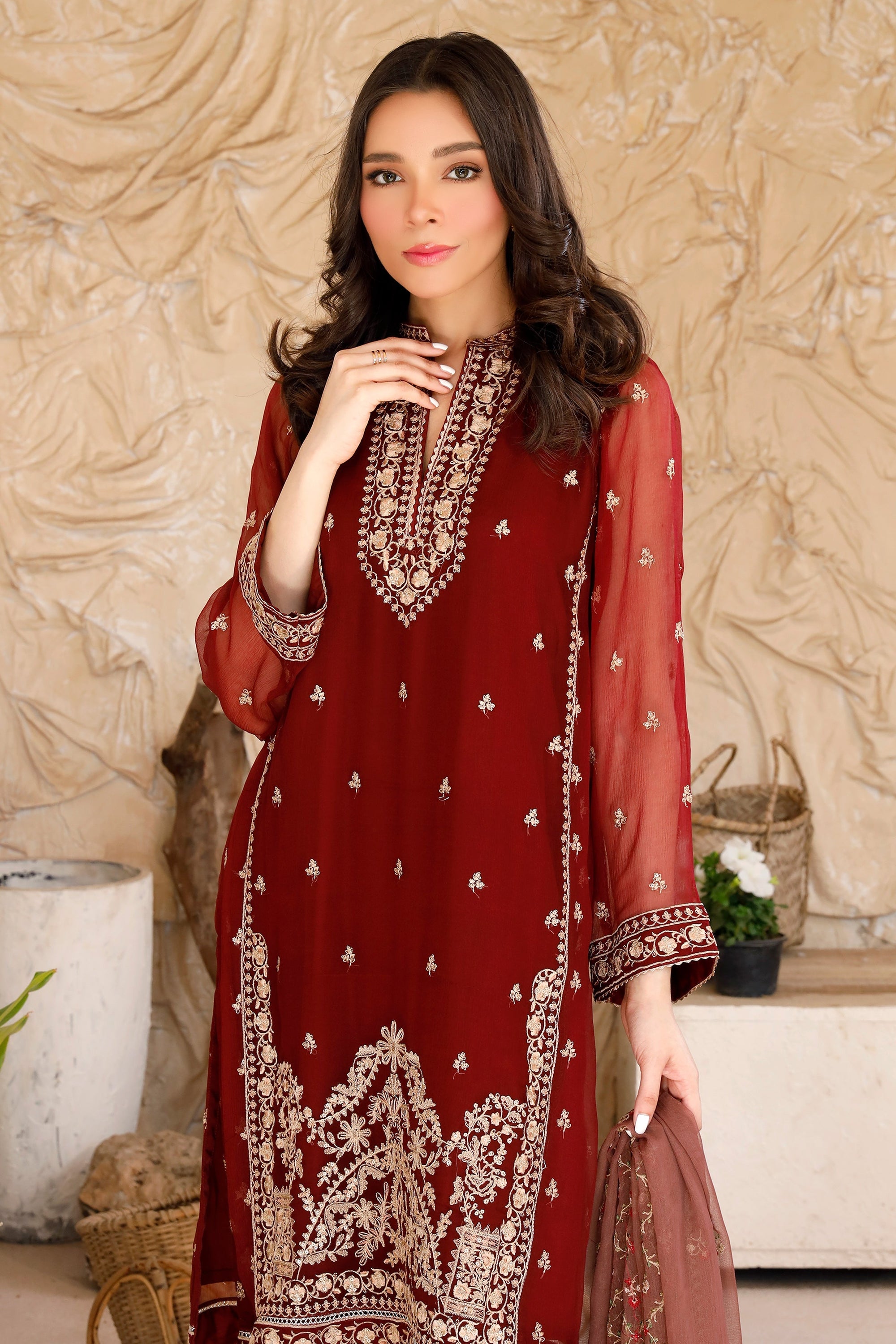 Lakhany Ready to wear Embroidered Chiffon Women 3pcs