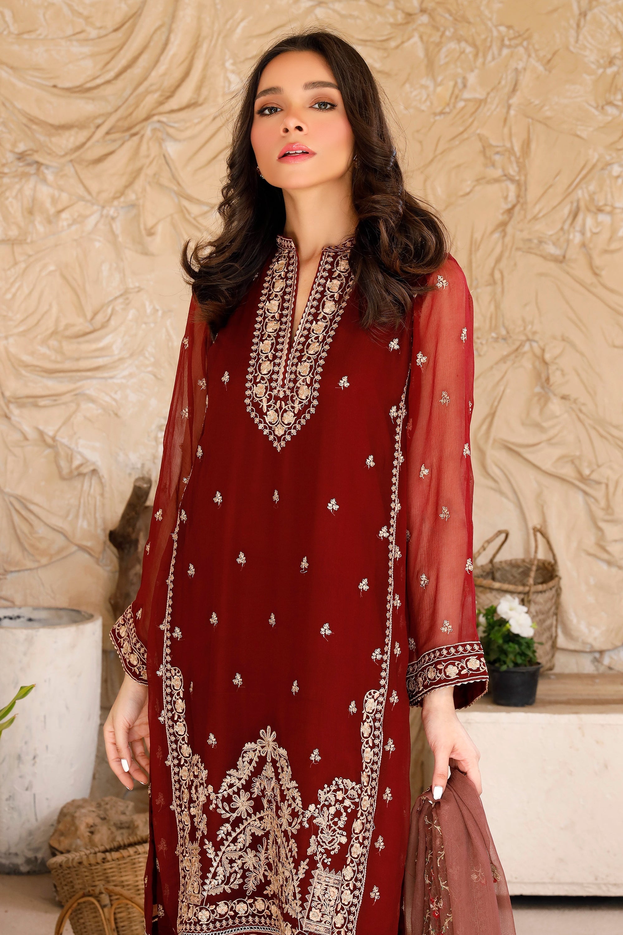 Lakhany Ready to wear Embroidered Chiffon Women 3pcs