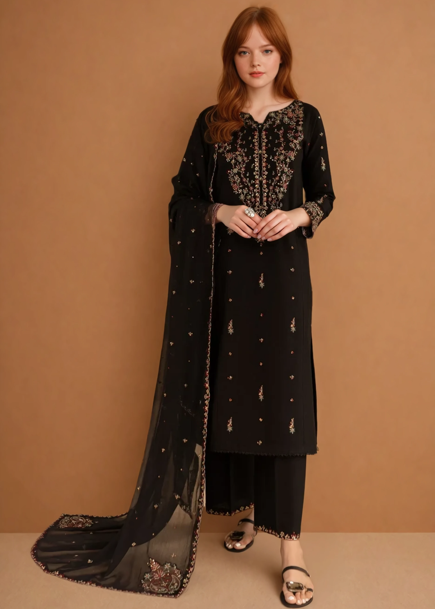 Chaudhary Arts Parsa Embroidered Black Women 3pcs