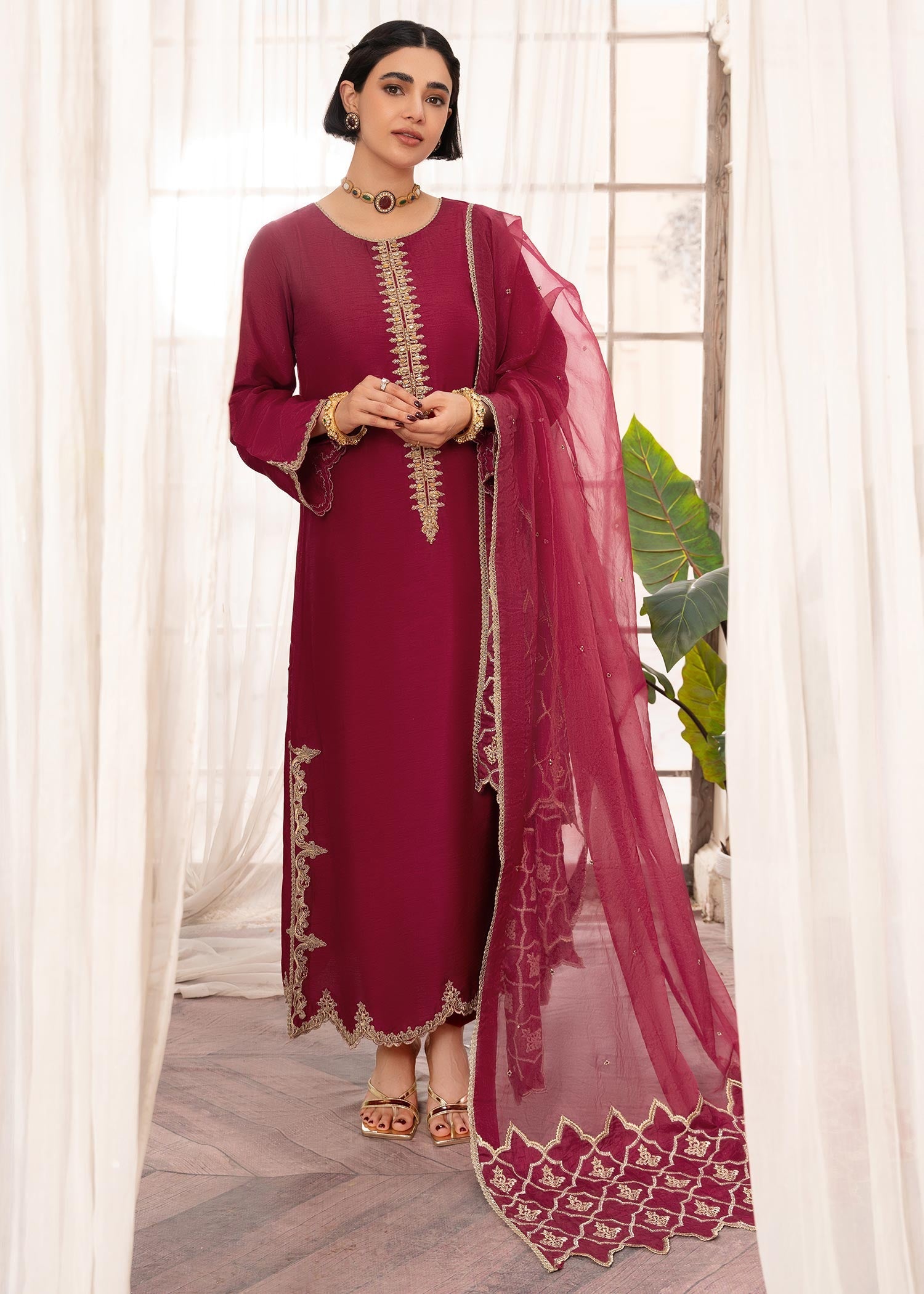 Rang-e-Haya Aina (fuchsia Pink) Women 3pcs