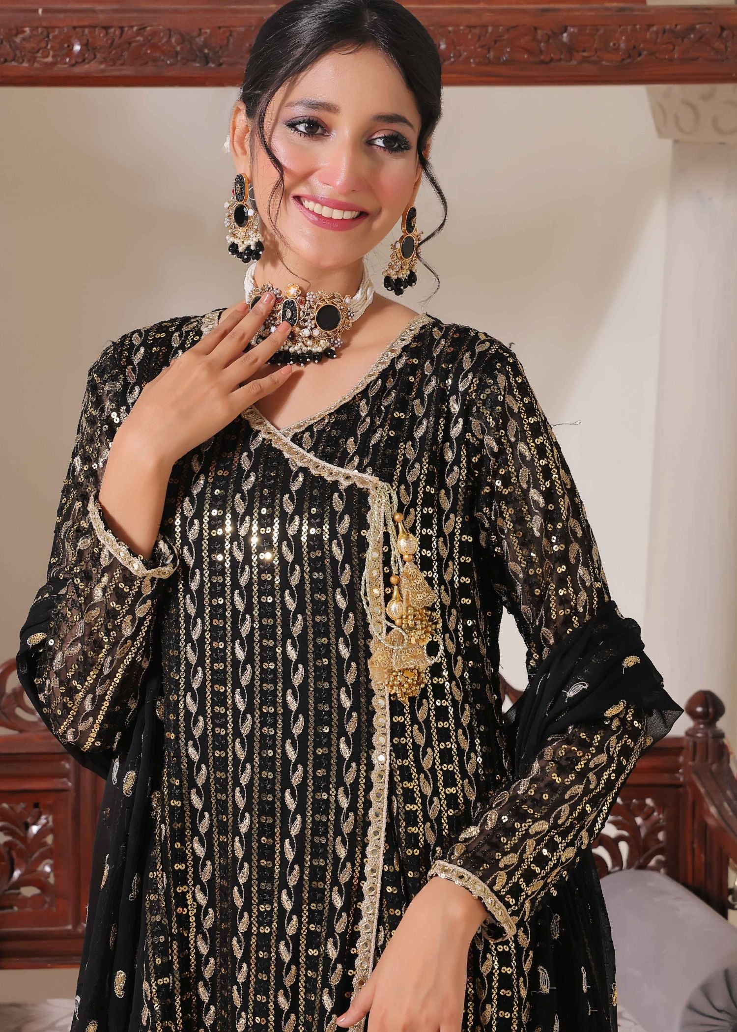 Ayesha Closet ReshamJet Black Women 3pcs