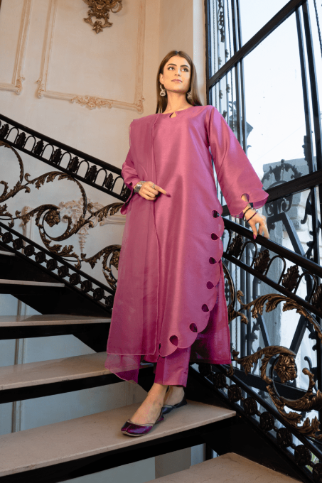 Naaz Couture Hot Pink Raw Silk Suit Women 3pcs