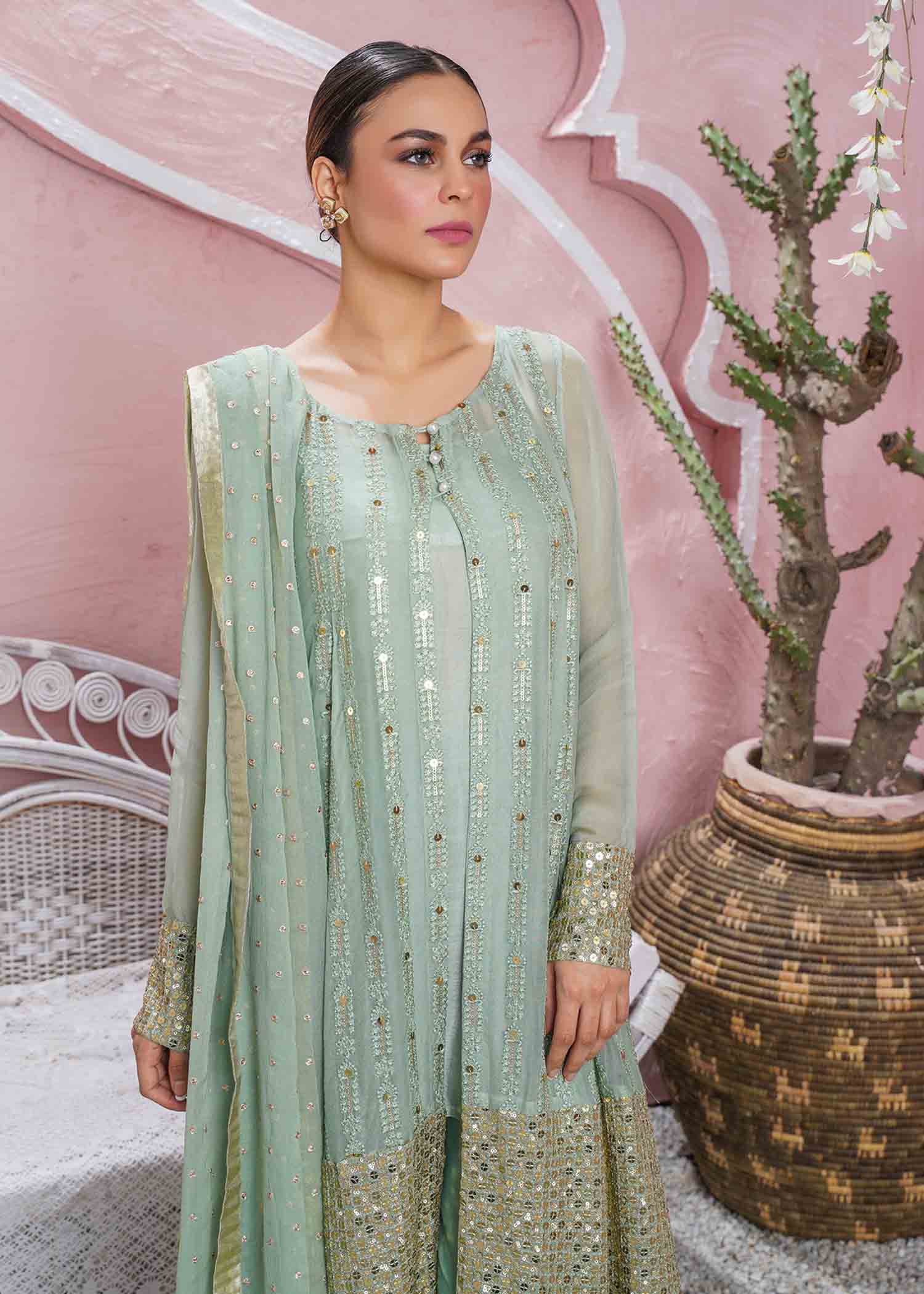 Rang-e-Haya Anchal / Mint Green Women 4pcs