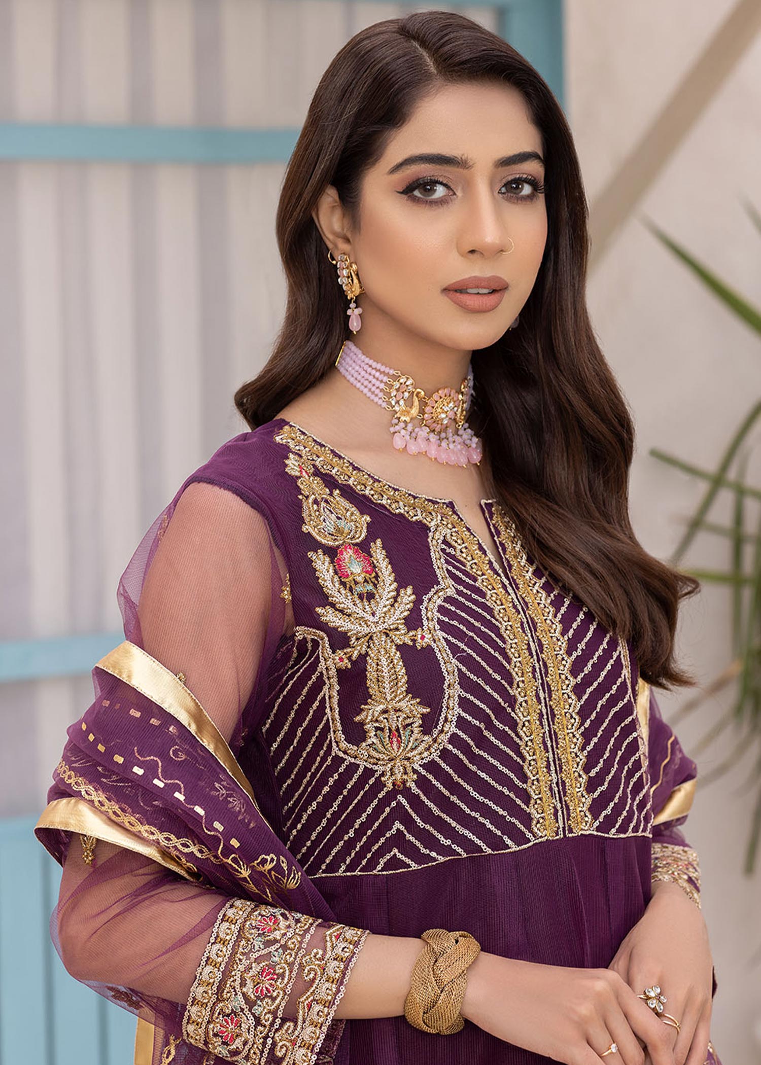 Madame Embroidered Net Frock Suit 2587 Women 3pcs