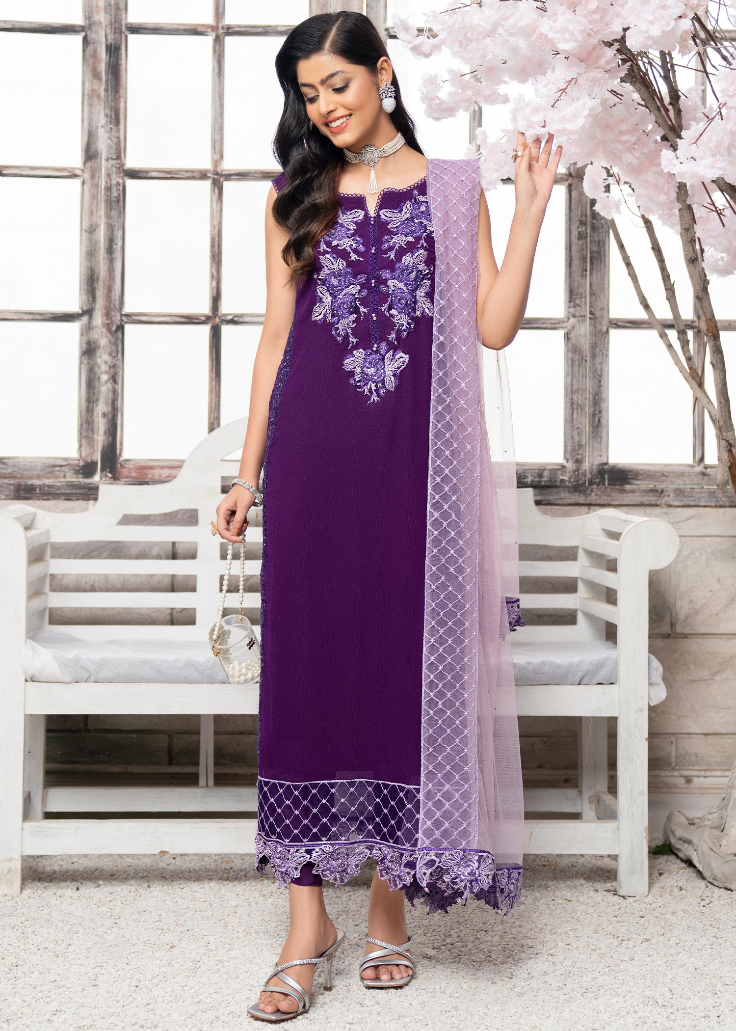 Hemstitch Violet Women 4pcs