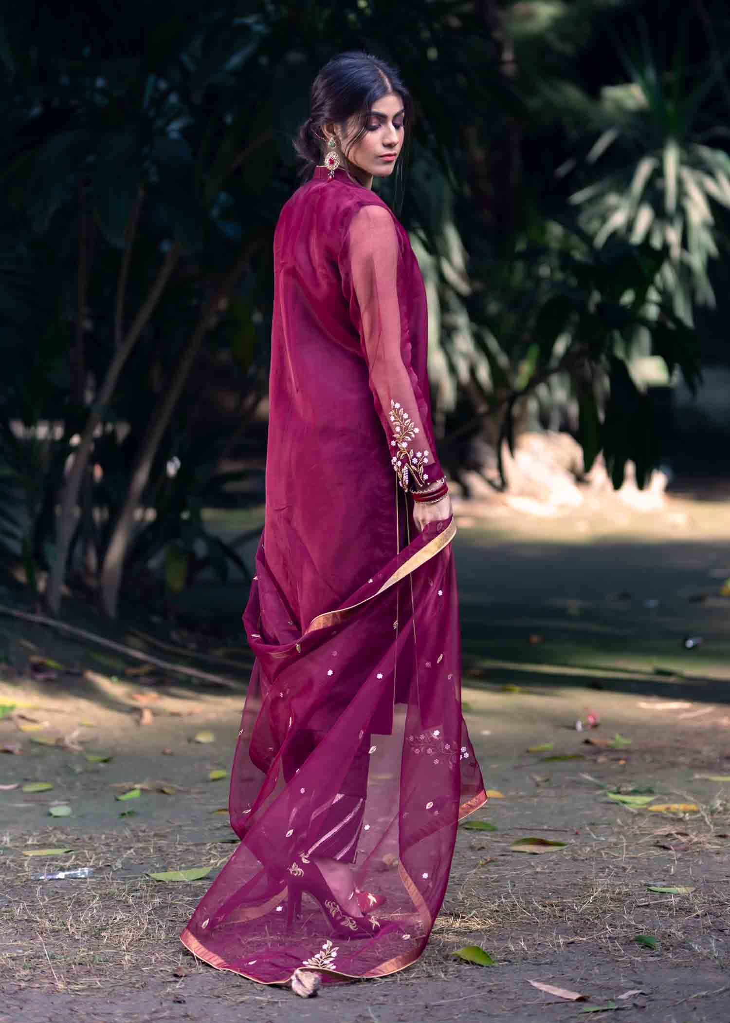 Eraj Hussain Maroon Dress — HANOOZ Women 3pcs