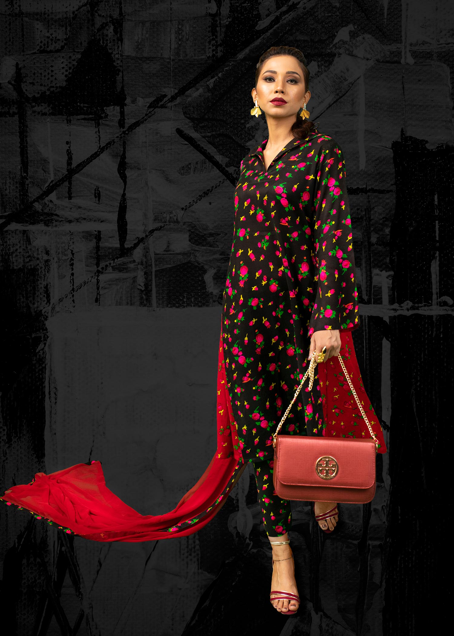 Nuqsh Pret Fiery Black NRN 006 Women 3pcs