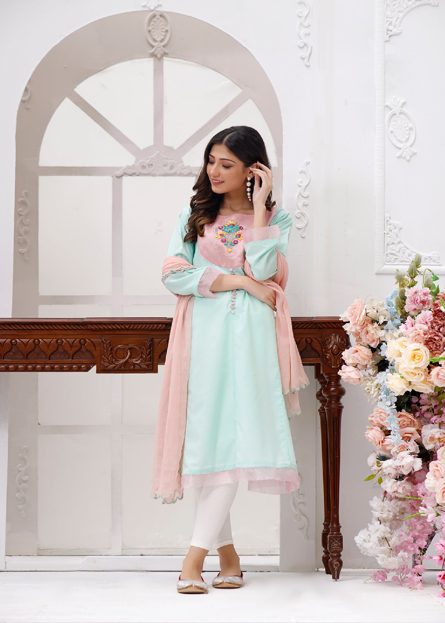 Kumash Textiles Floral (Top+Dupatta) Women 2pcs