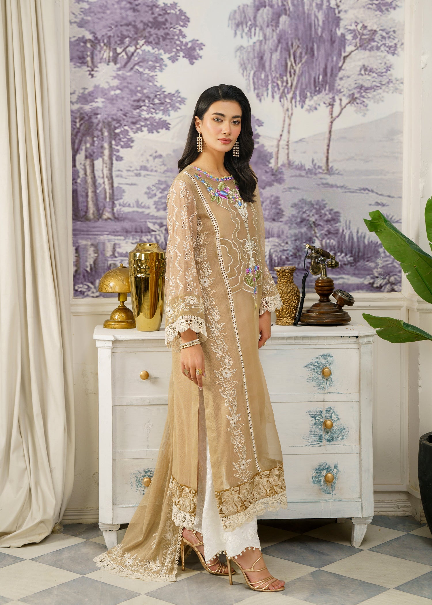 Rj’s Pret WAVY FULLY EMBROIDERED PLAZO |NEO| RJS PRET Women 1pcs