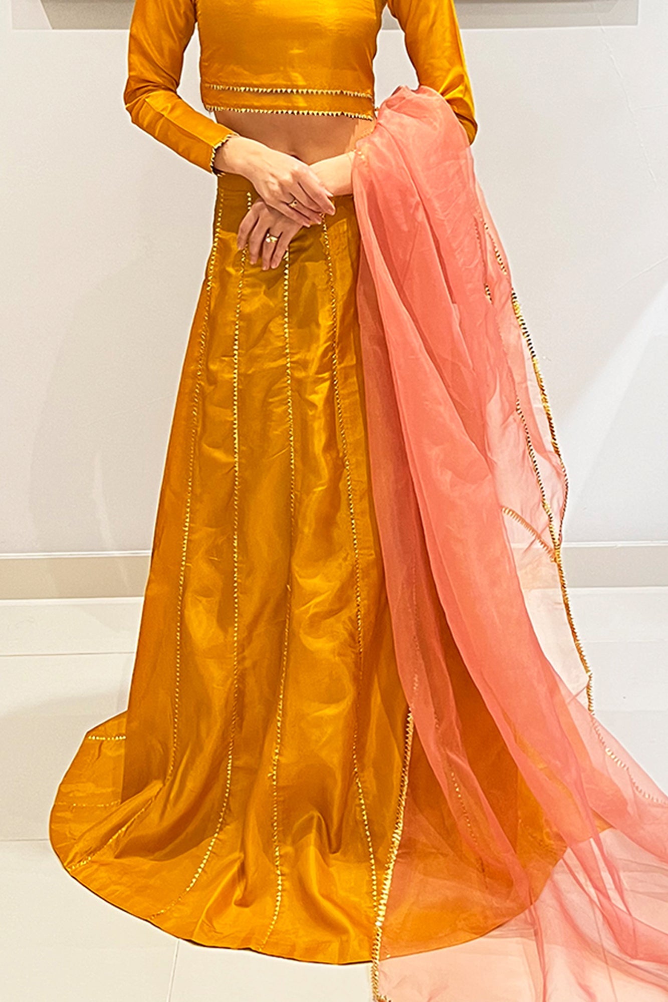 Kanydaro Marigold Gota Ensemble Set Women 3pcs