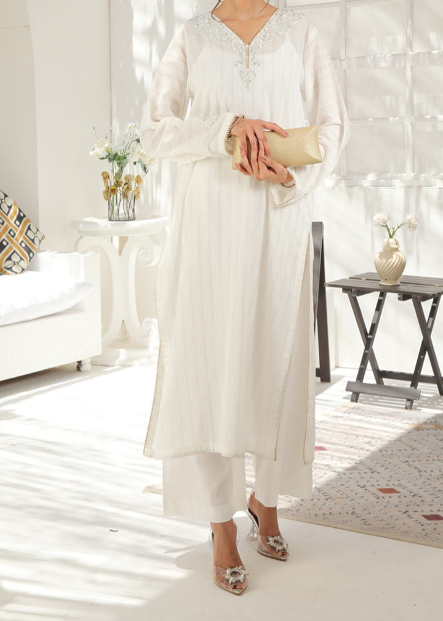 Najia Zia PEARL EMBROIDERED SUIT (STITCHED) Women 2pcs