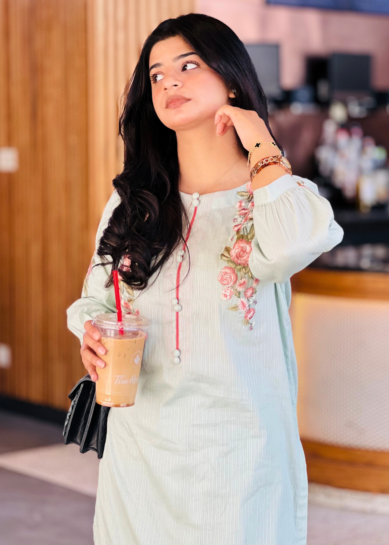 Haya'S Creation Embroidered Pistachio Green Doria Lawn Dress with Farshi Shalwar Women 2pcs