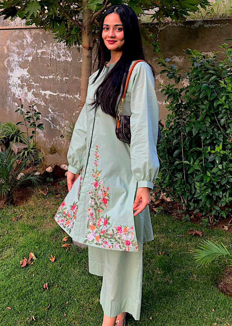 Haya'S Creation Embroidered Lawn Short Dress Women 2pcs