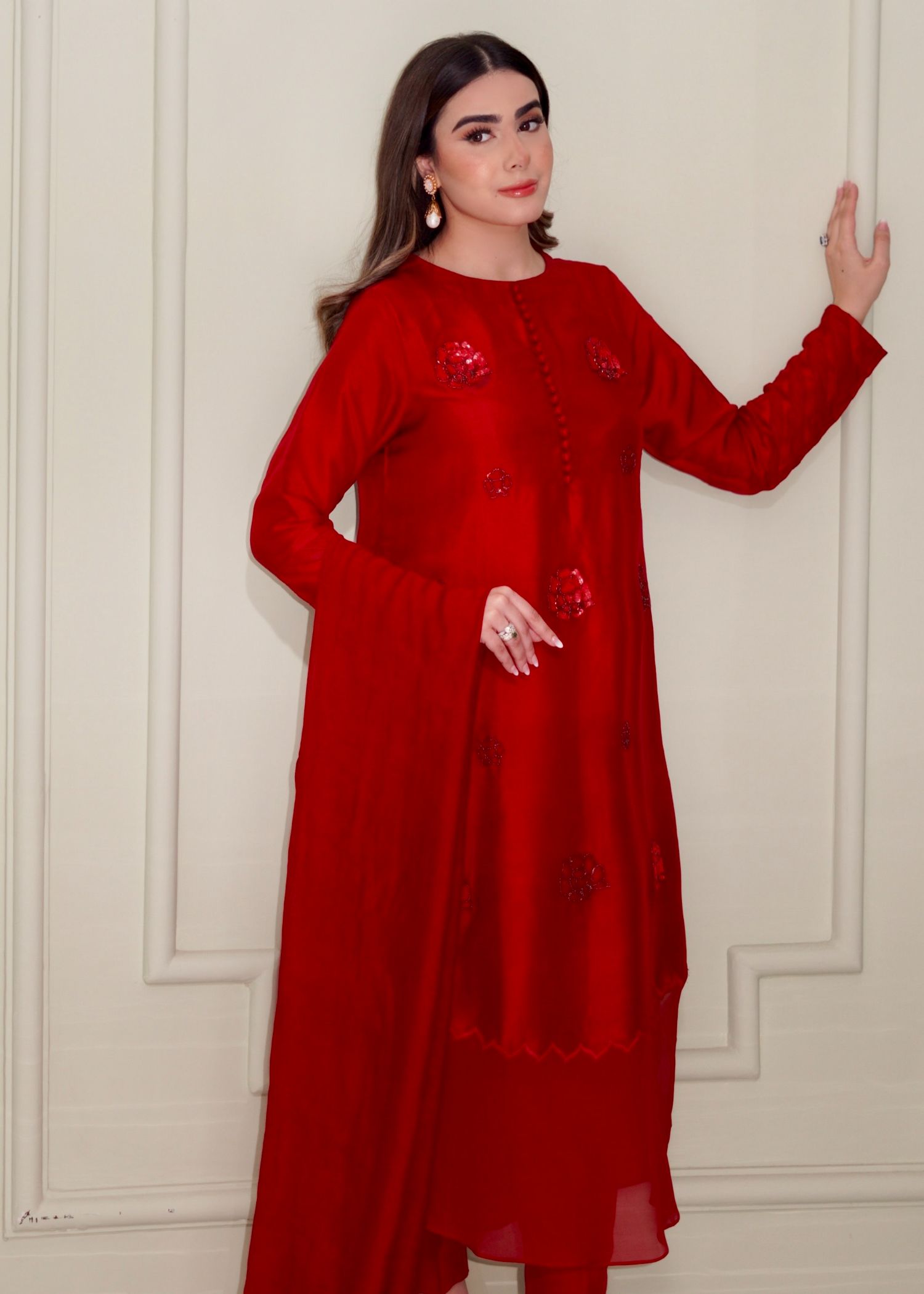 Hues Atelier Red Rosette Women 3pcs