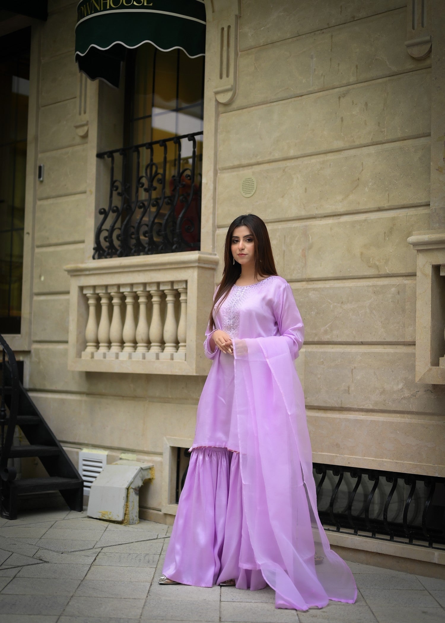 The Affordable Designer Crystal Lilac Gharara Women 3pcs