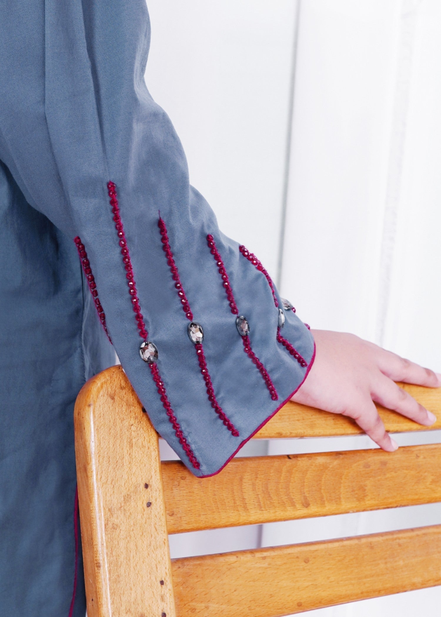 Pretbee Grey Handmade Stone Work Farshi Shalwar Set Women 2pcs