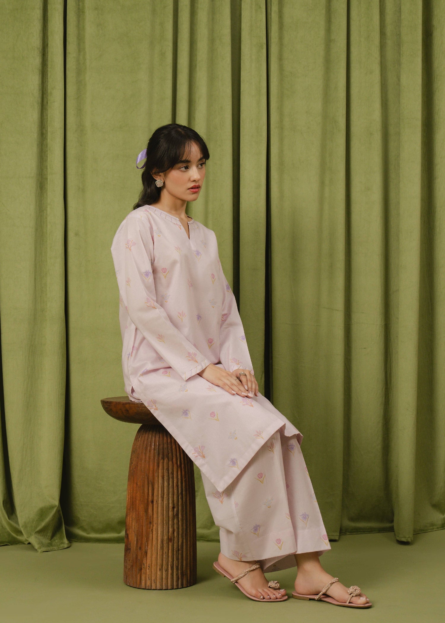 Buzzazi Pastel Pink Printed Suit Women 2pcs