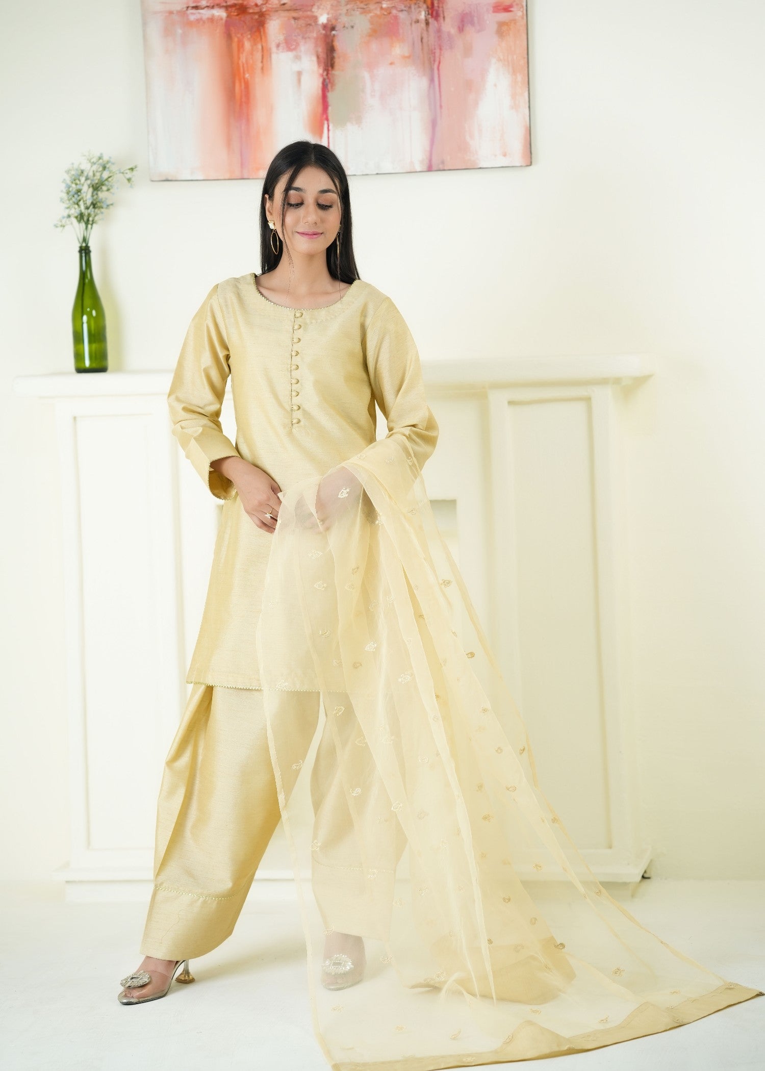Alyssa LIGHT GOLD FARSHI SHALWAR ALLF008 Women 3pcs