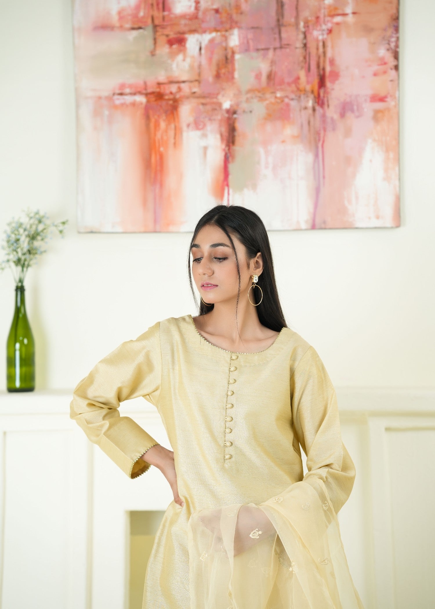 Alyssa LIGHT GOLD FARSHI SHALWAR ALLF008 Women 3pcs