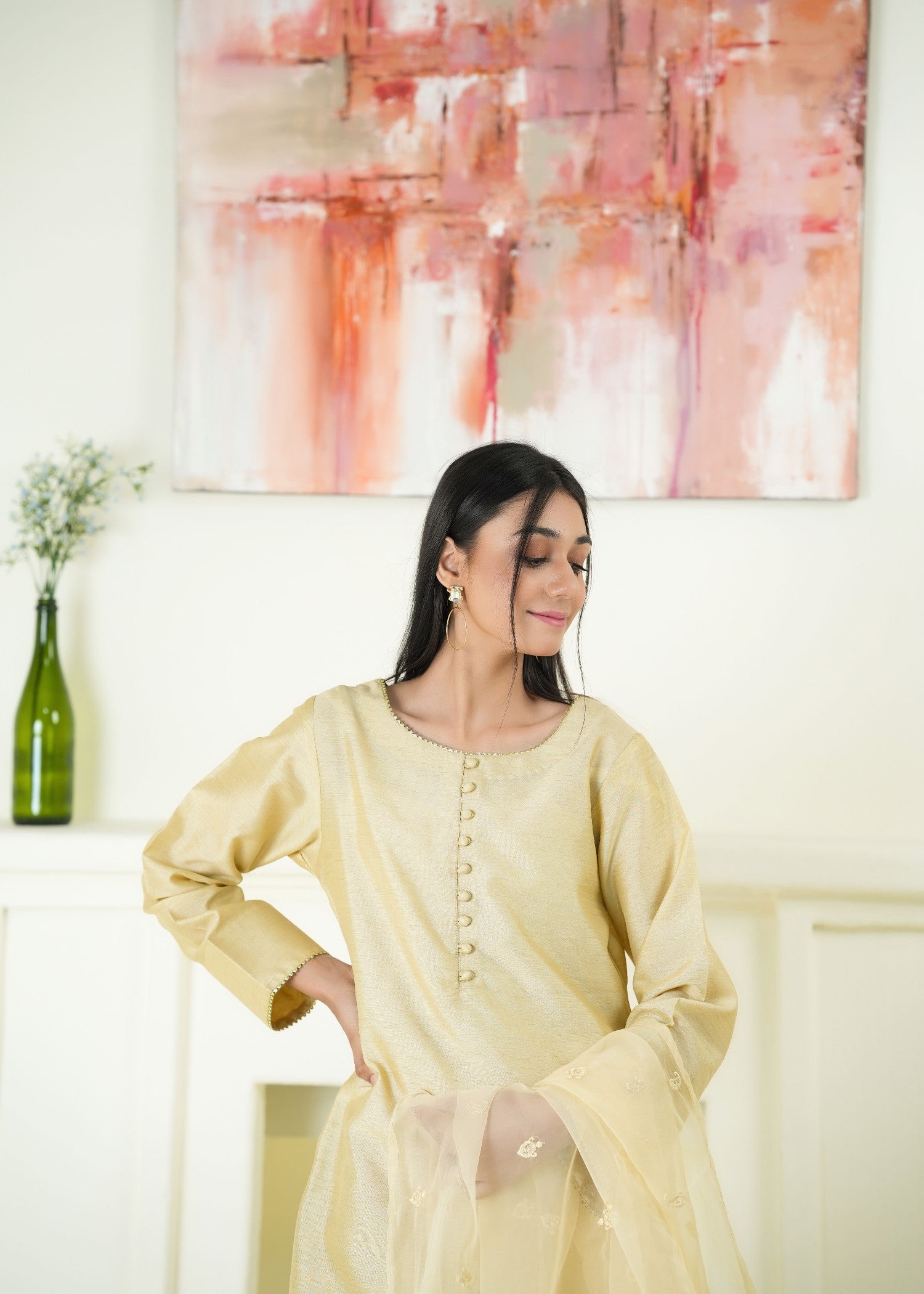 Alyssa LIGHT GOLD FARSHI SHALWAR ALLF008 Women 3pcs