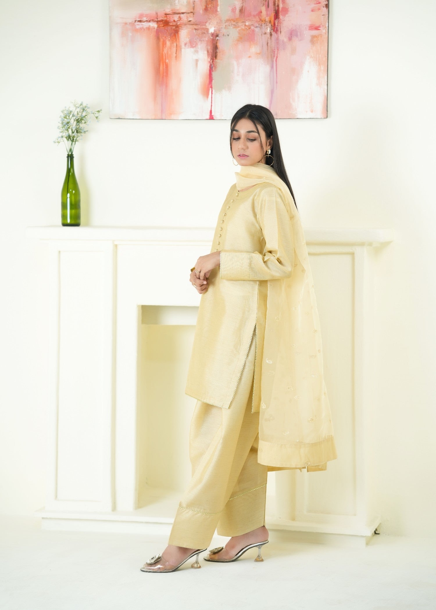 Alyssa LIGHT GOLD FARSHI SHALWAR ALLF008 Women 3pcs