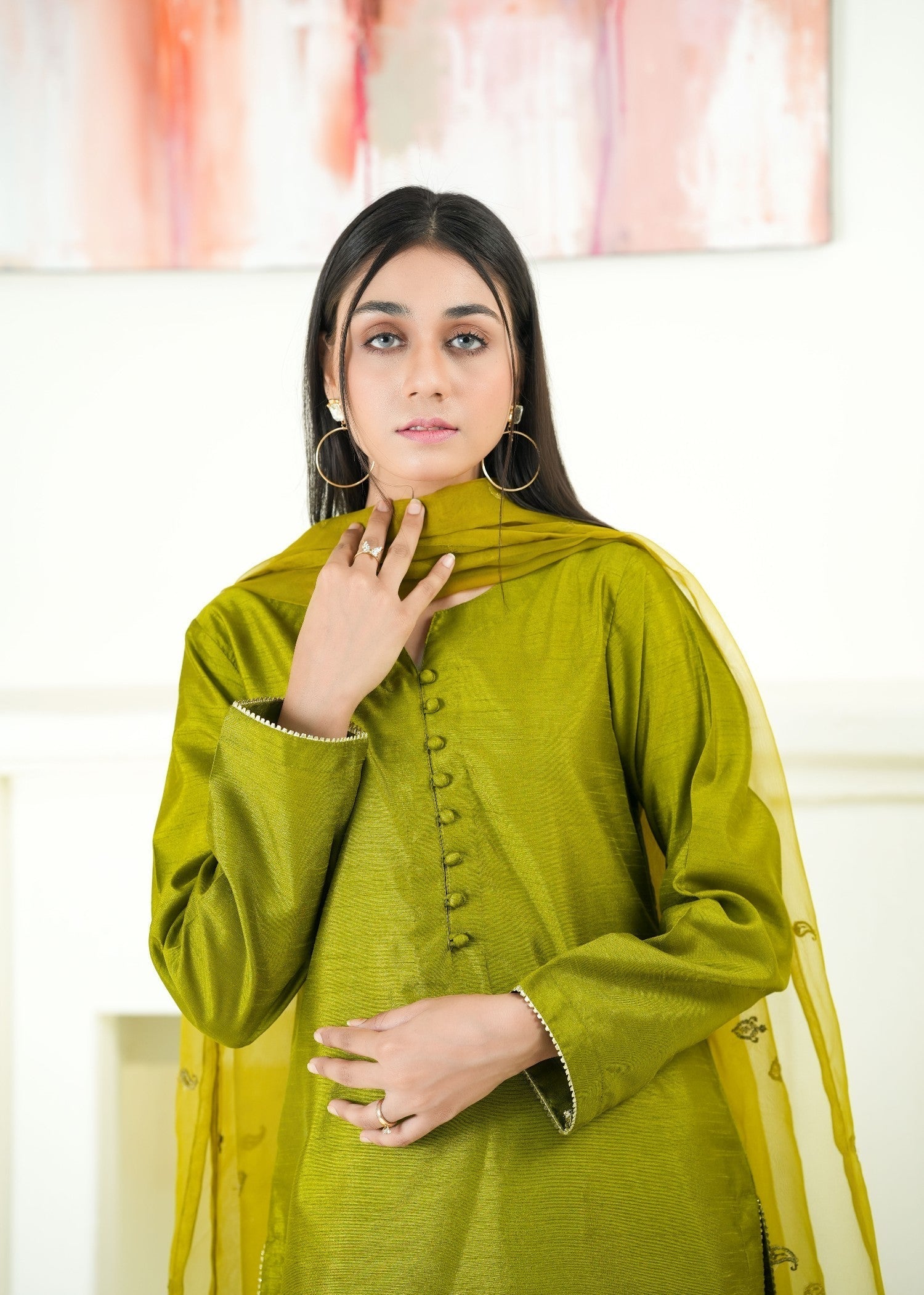 Alyssa OLIVE GREEN FARSHI SHALWAR ALLF009 Women 3pcs