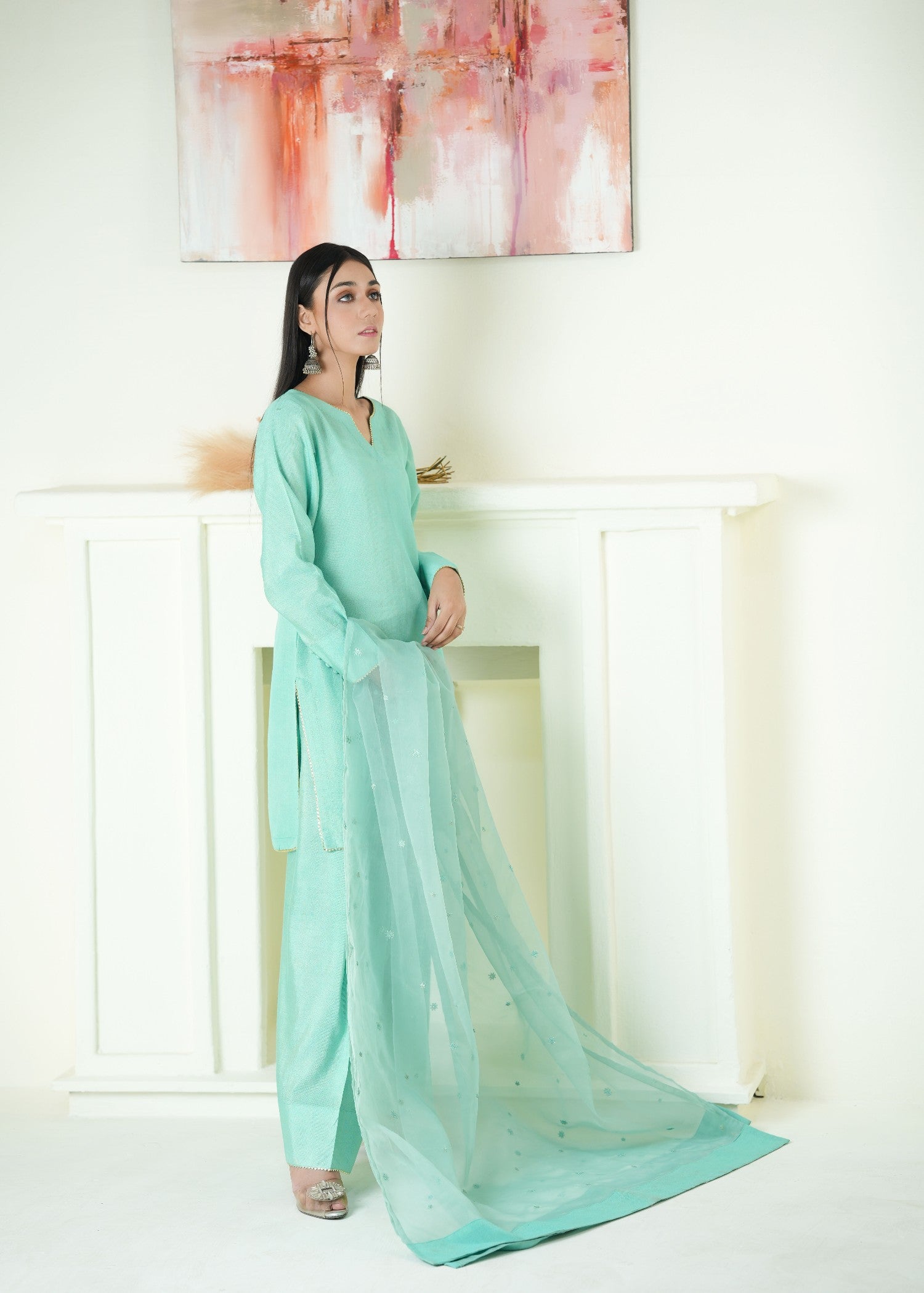 Alyssa TURQUOISE FARSHI SHALWAR ALLF010 Women 3pcs