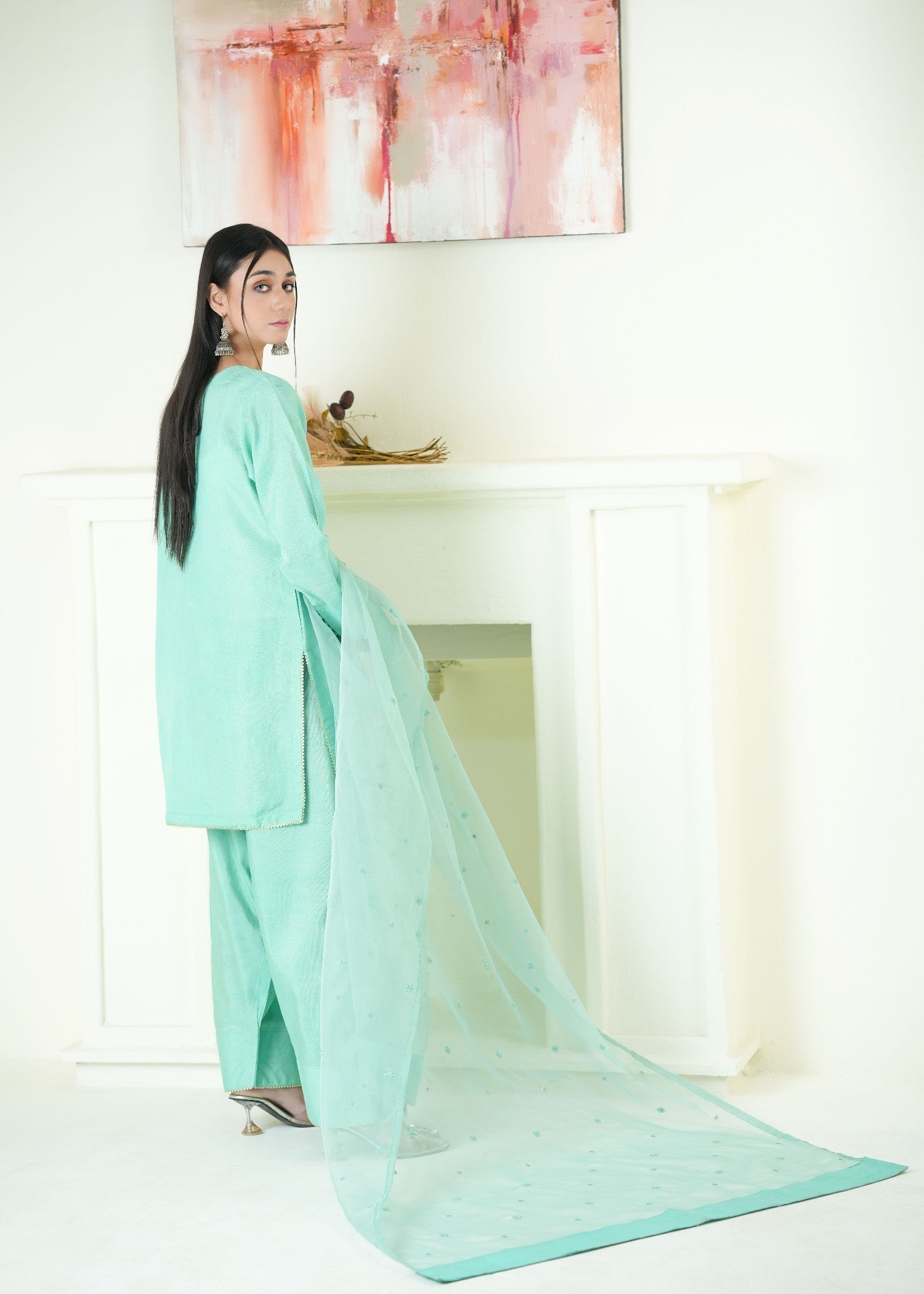 Alyssa TURQUOISE FARSHI SHALWAR ALLF010 Women 3pcs