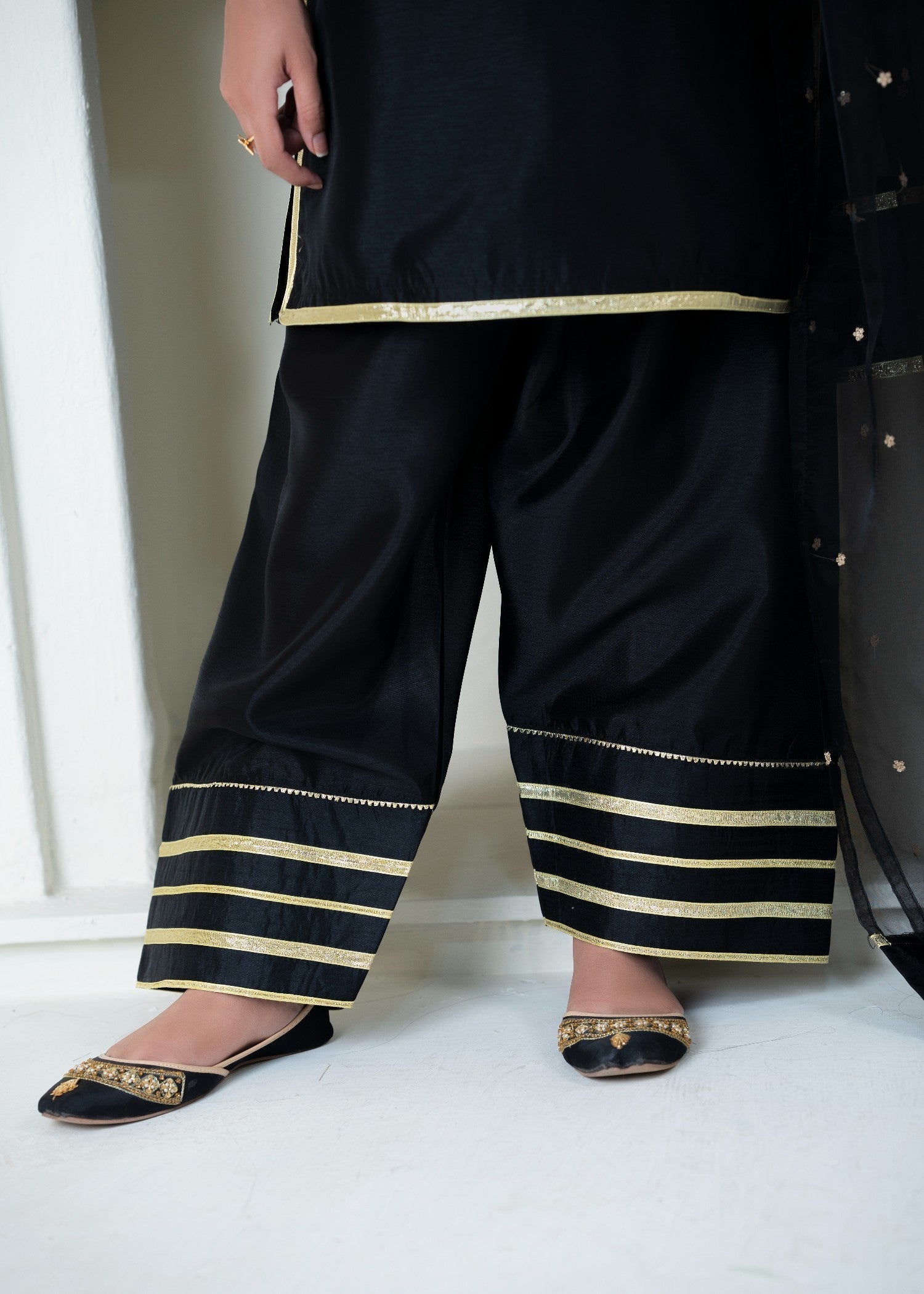 Alyssa Black Raw silk Farshi shalwar ALLF002 Women 3pcs