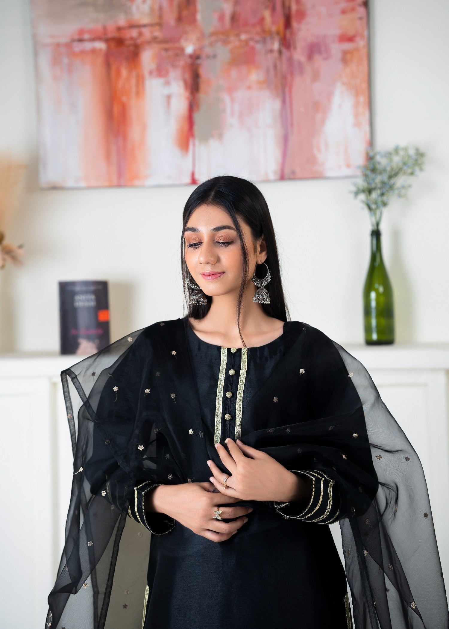 Alyssa Black Raw silk Farshi shalwar ALLF002 Women 3pcs