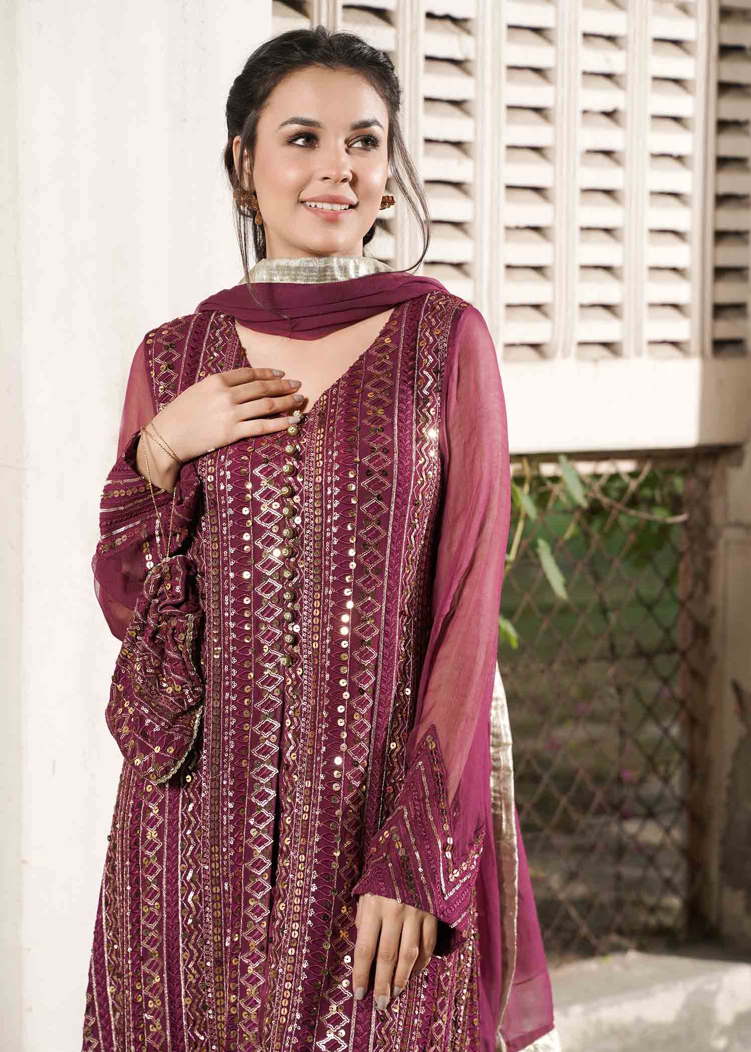 Rang-e-Haya Ufaq/Plum Women 4pcs