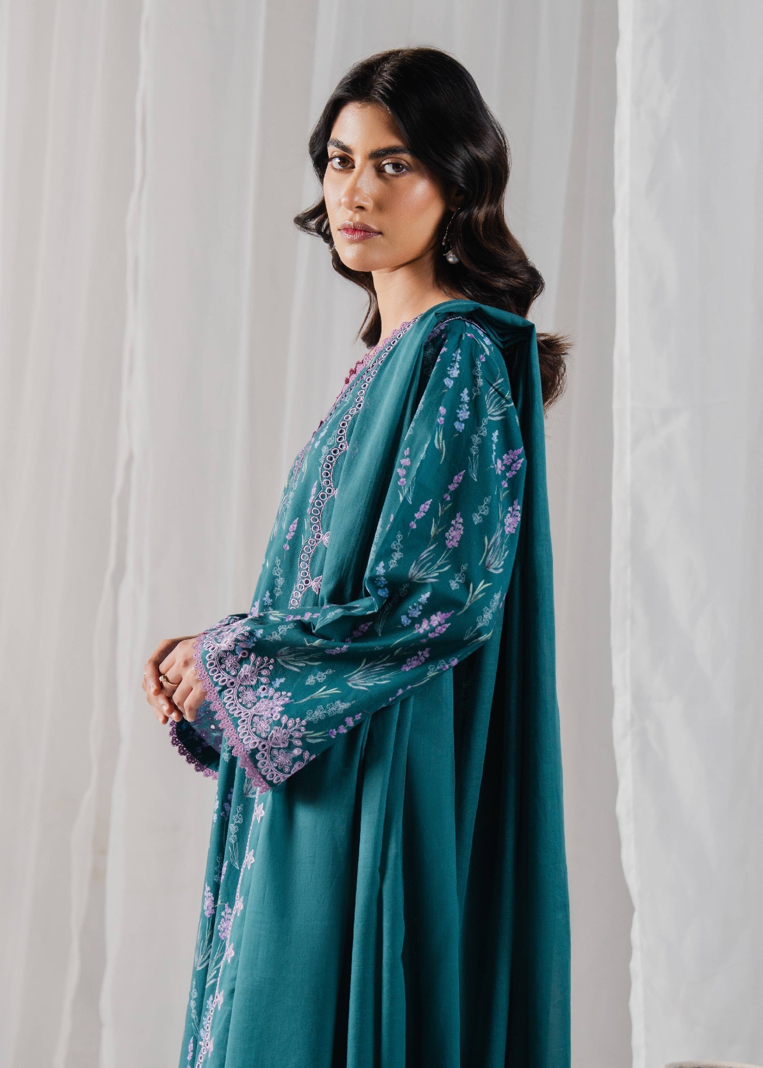 Buzzazi Teal Printed Suit Women 3pcs