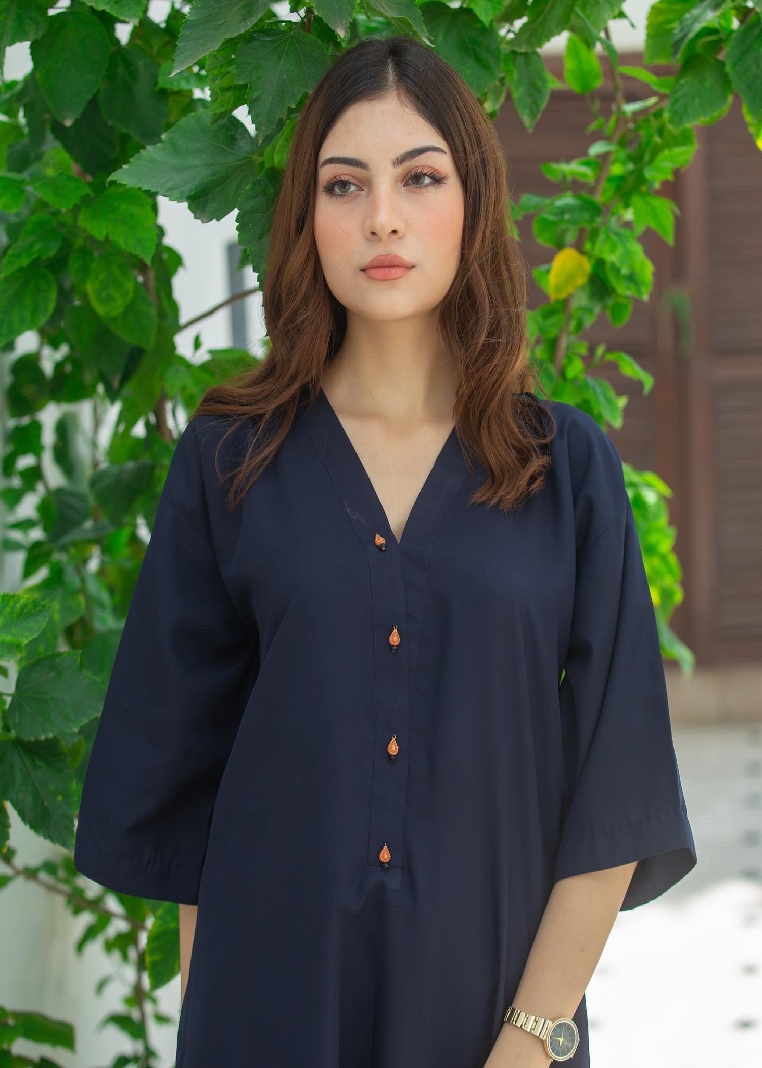 Zauk Navy Blue Two Piece Dress Women 2pcs