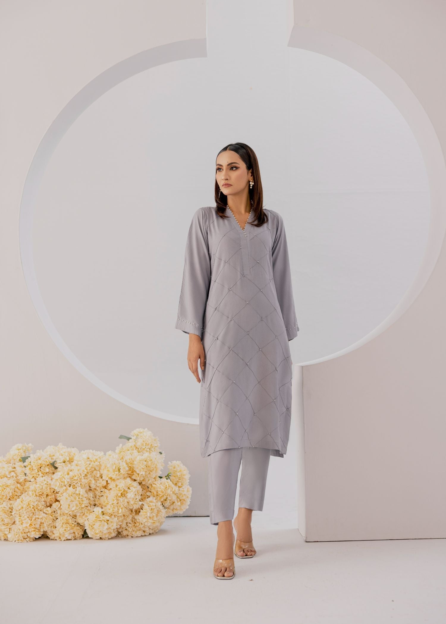 The Slay Wear Grey Pearl Set Women 2pcs