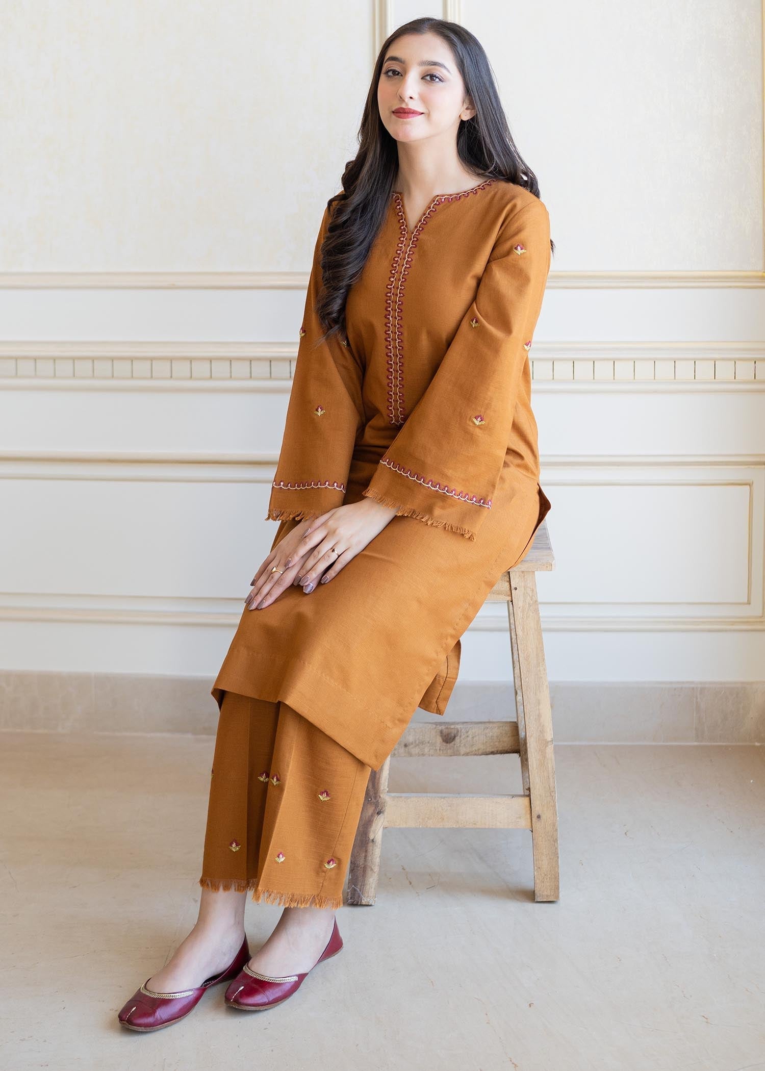 Aisling By Nirmal Golden Brown Women 2pcs