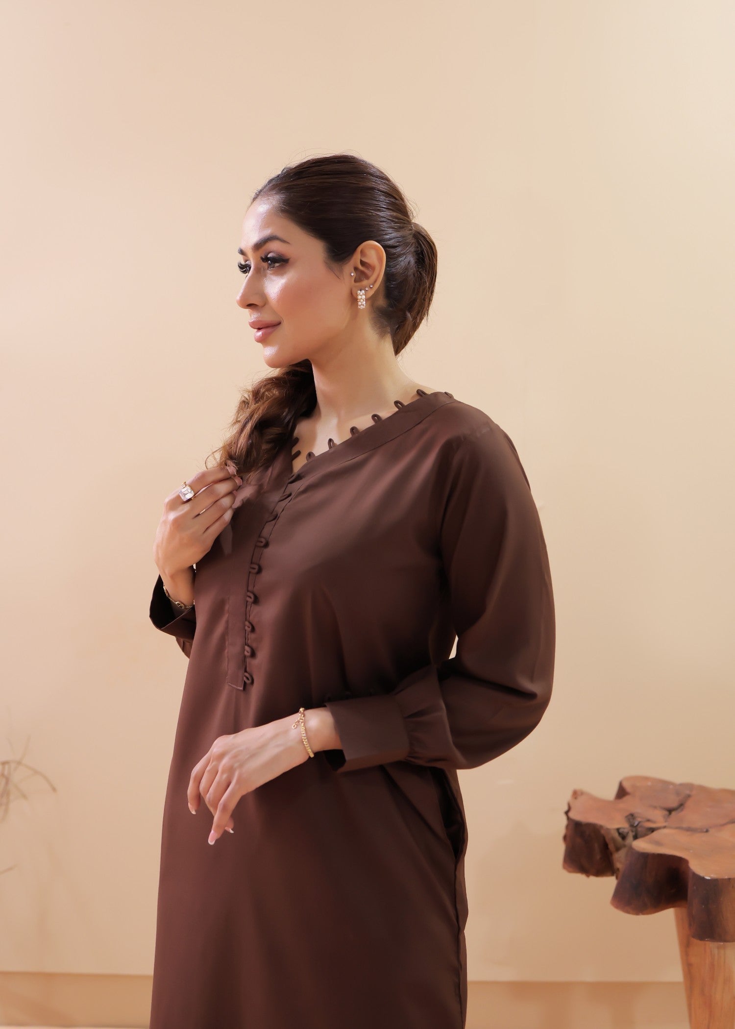 Tng (The Next Generation) Wania Co Ord Set | Dark Brown Women 2pcs
