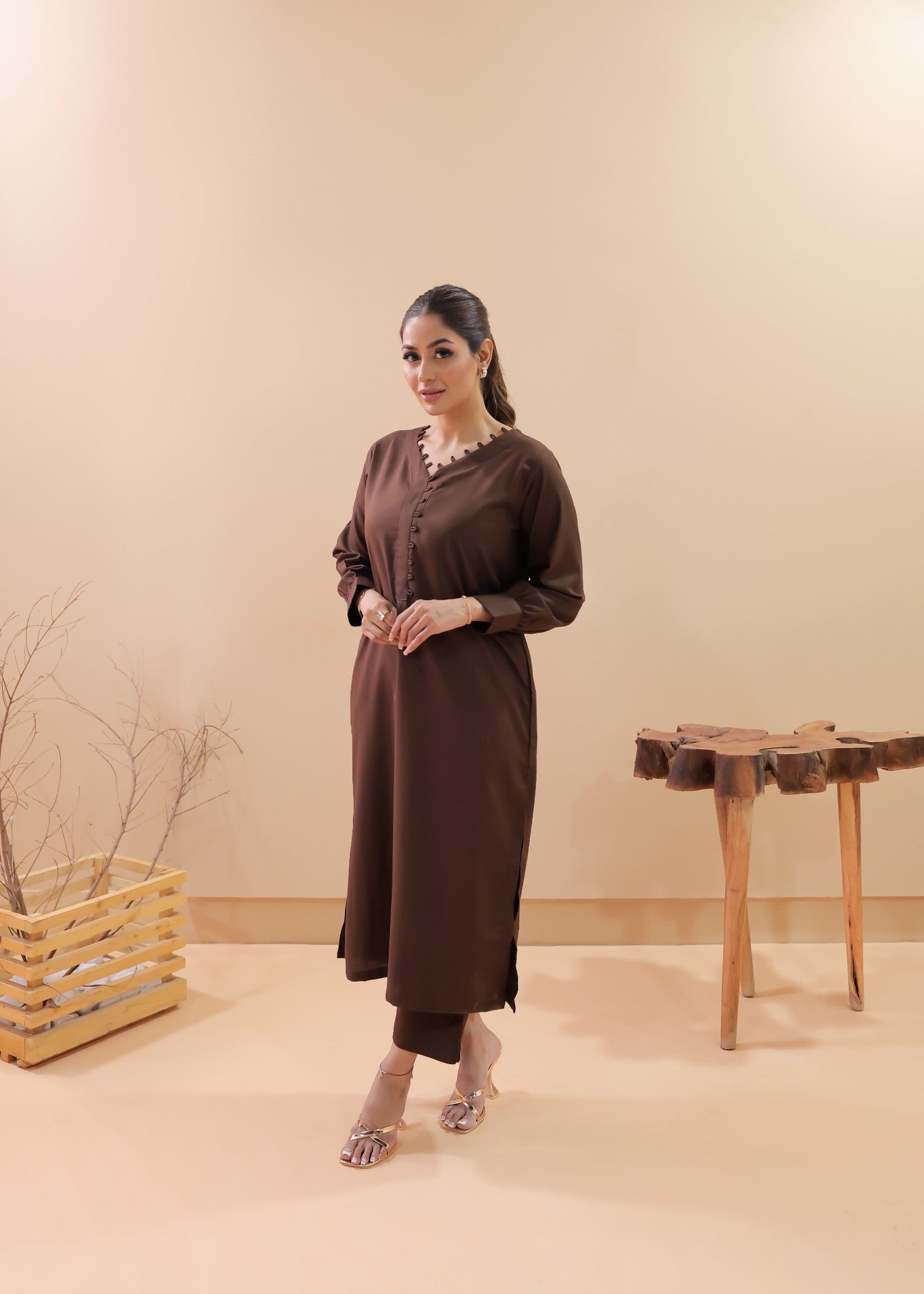Tng (The Next Generation) Wania Co Ord Set | Dark Brown Women 2pcs