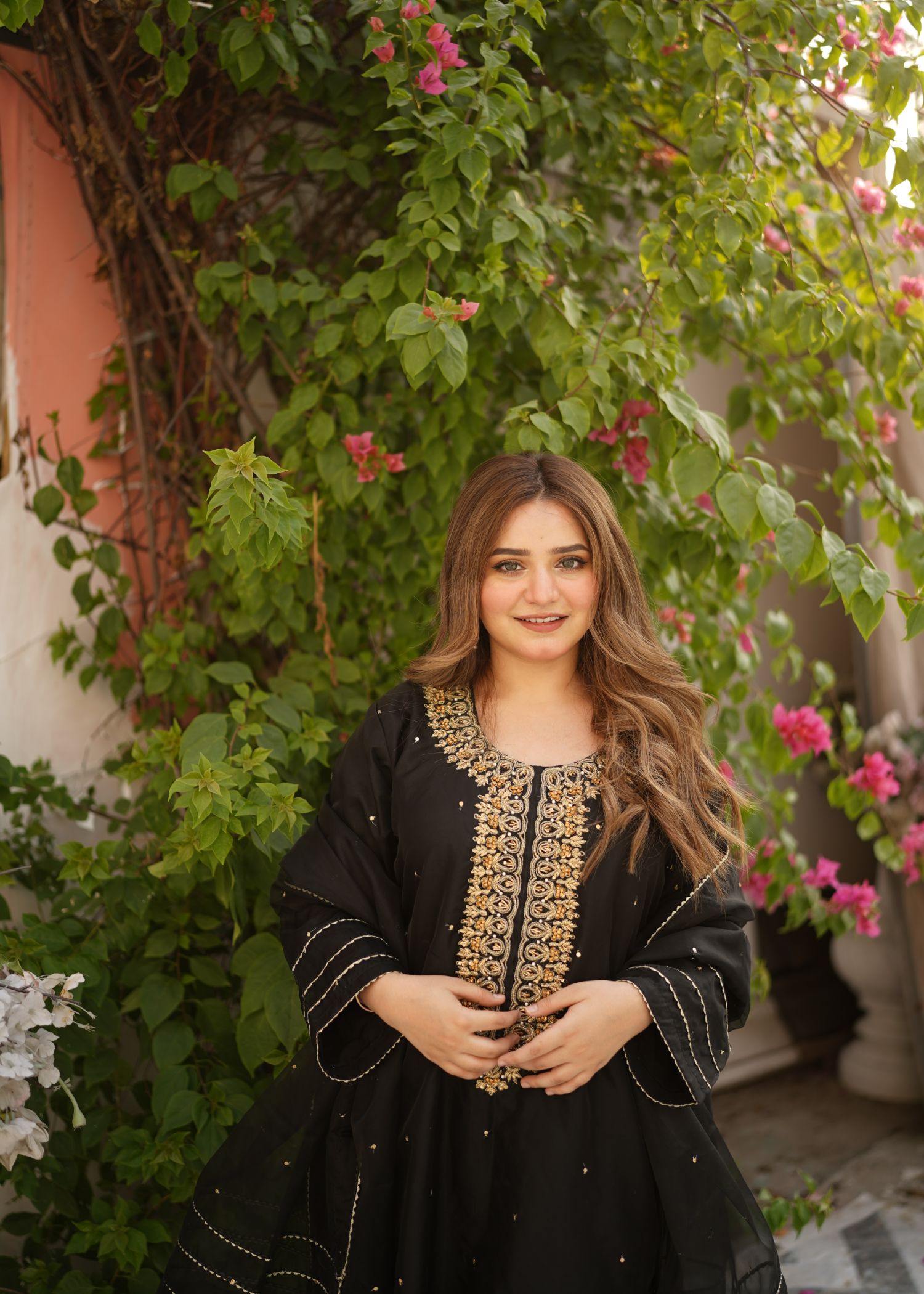 Ayesha B black organza hand work Women 3pcs