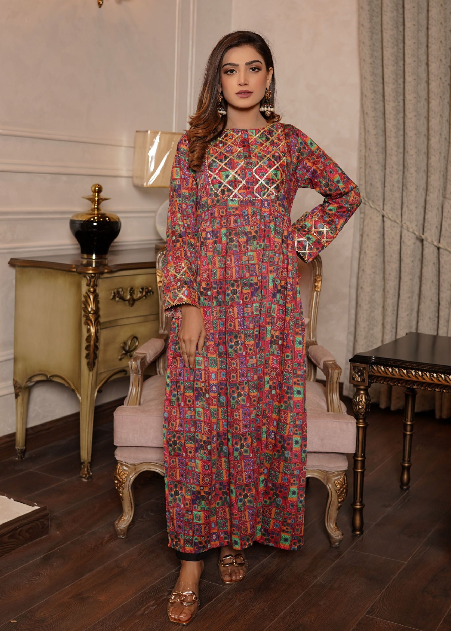 Yolo Pret PRINTED LAWN LONG TUNIC PRINT J24 0006 Women 1pcs