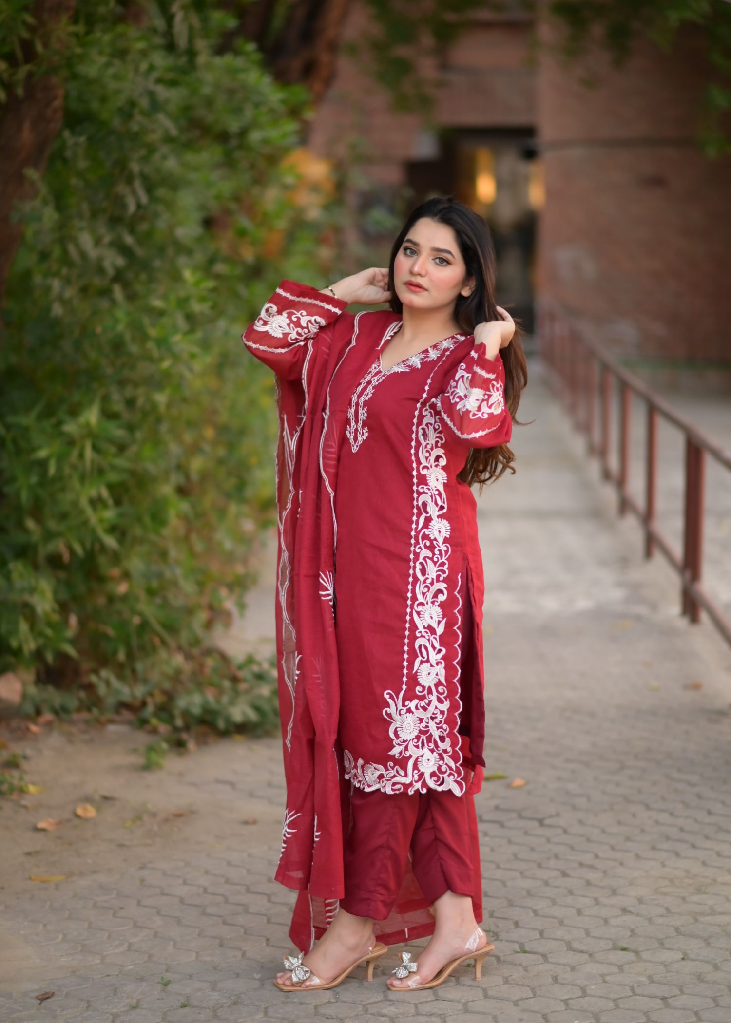 Ayesha B KARANDI NET FABRIC CUTWORK DESIGN Women 4pcs