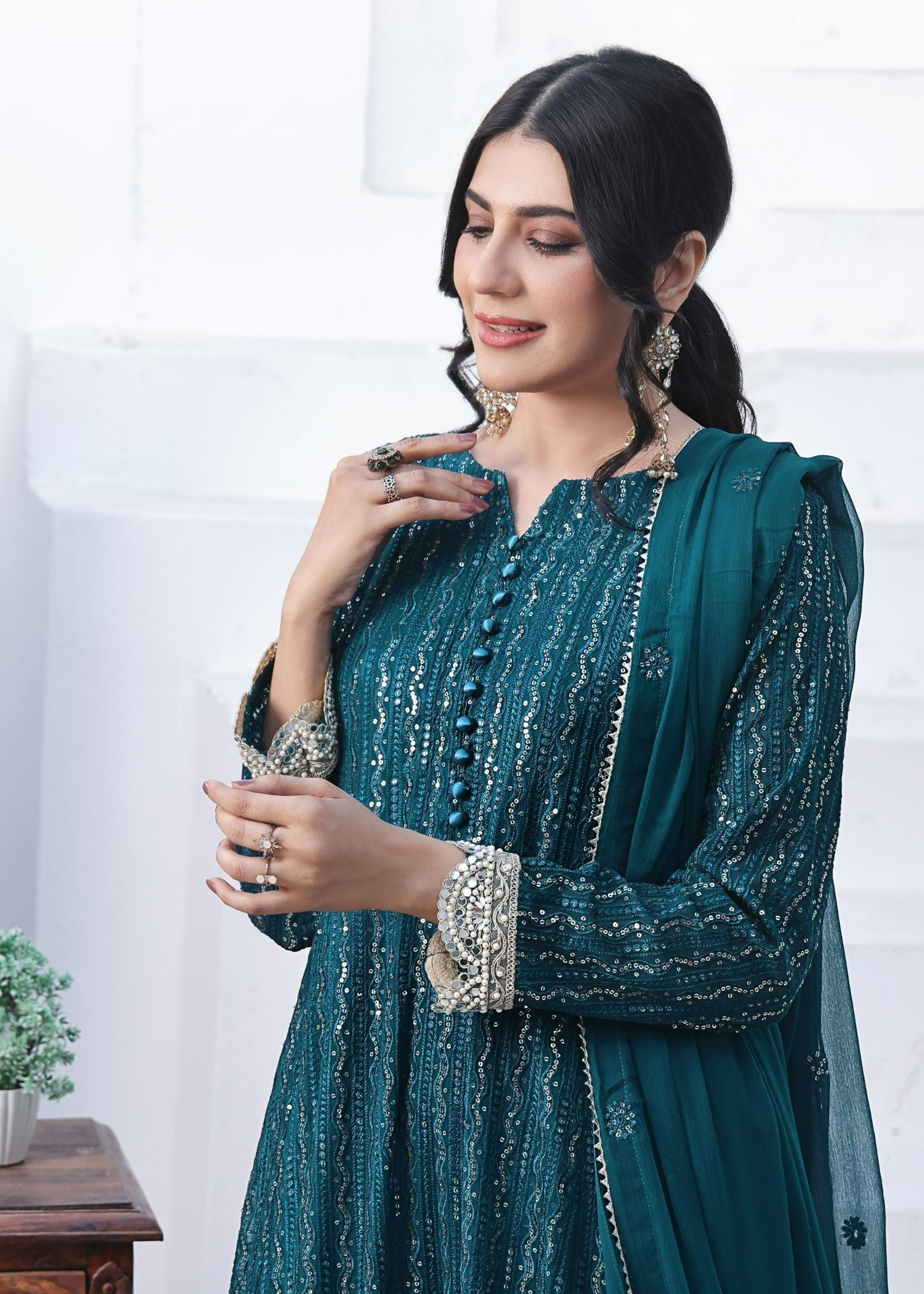 Ayesha Closet Anooshay Gul Midnight Teal Women 3pcs