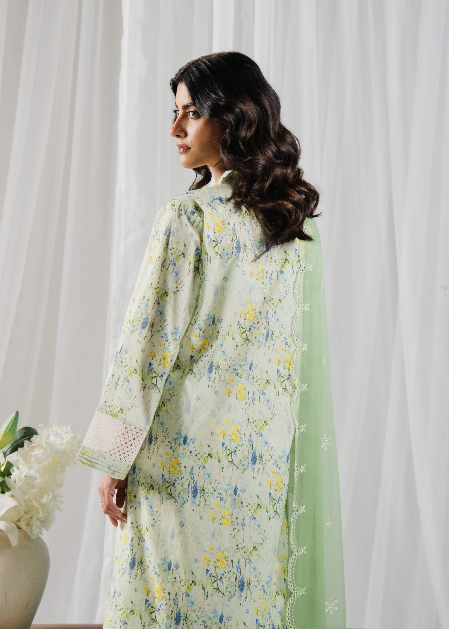 Buzzazi Green Willow Printed Suit Women 3pcs