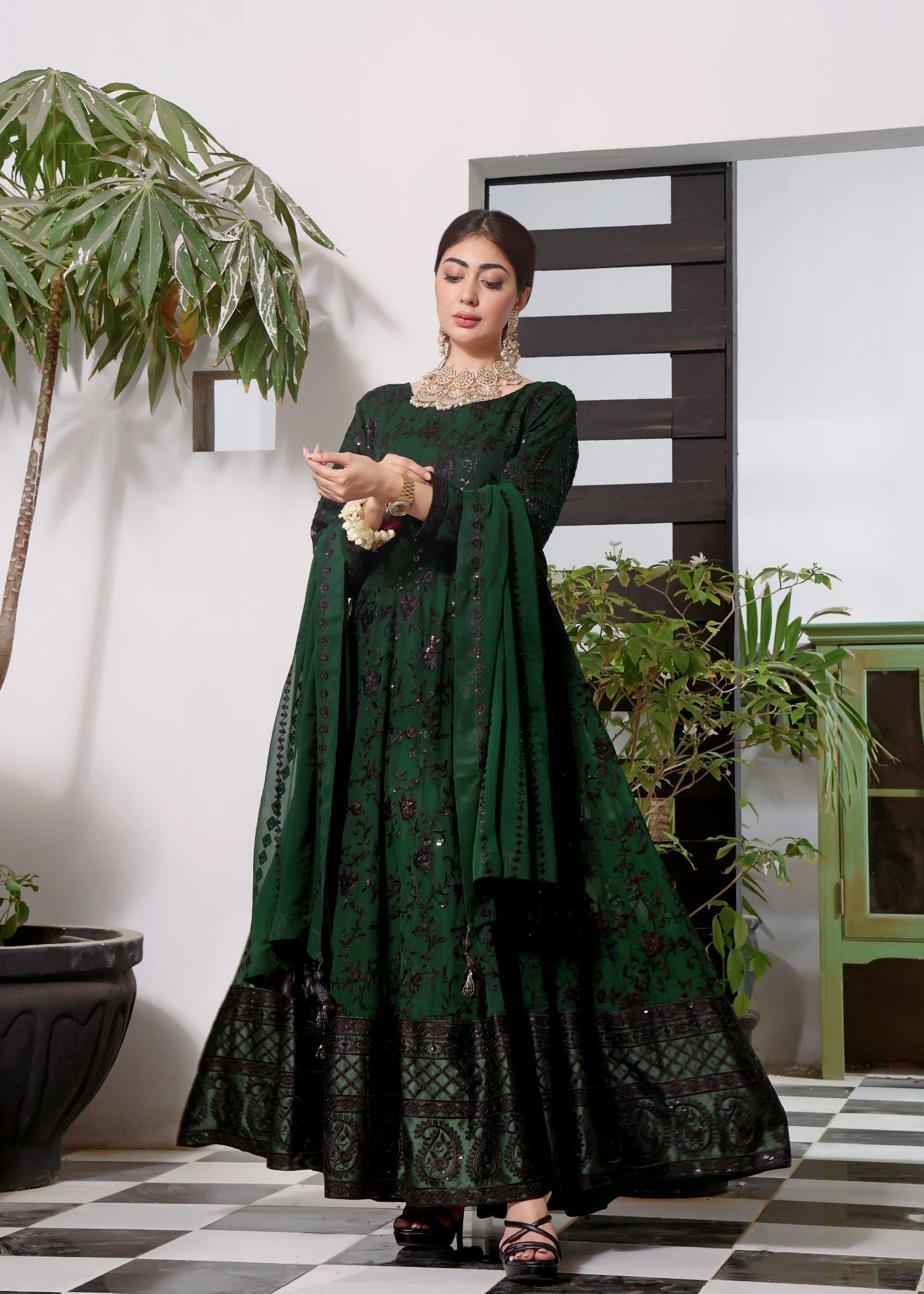 Abaan Zohan Siyaah Kaai Green Women 4pcs