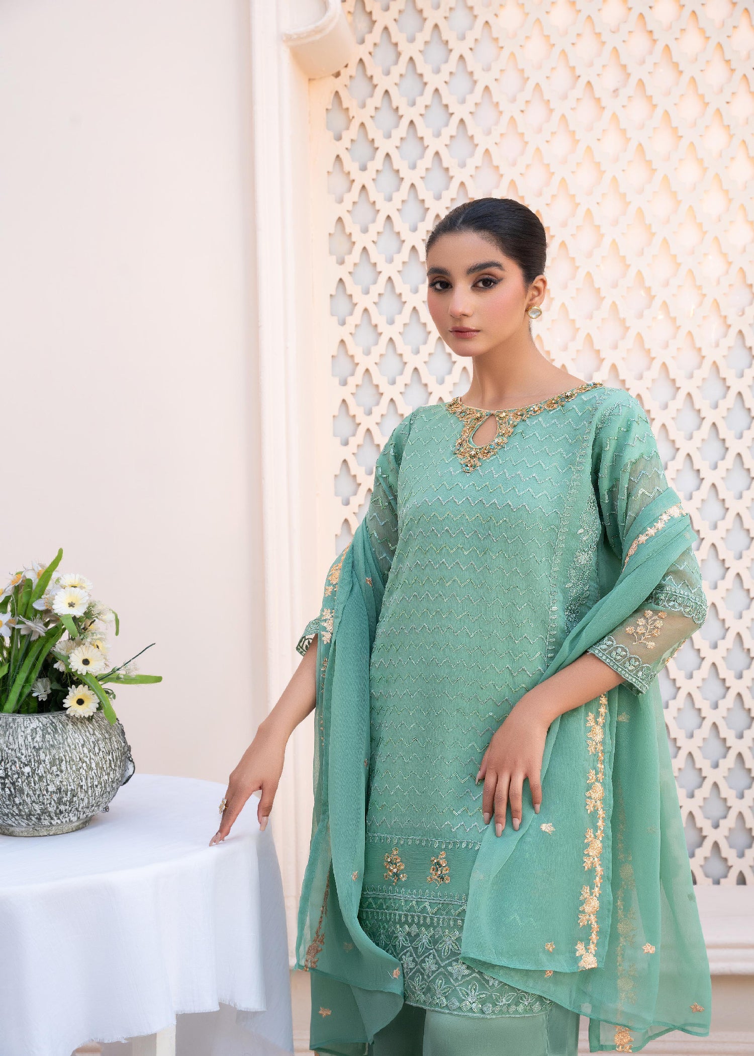 Mishkaat Clothing Ayezel Pistachio Women 3pcs