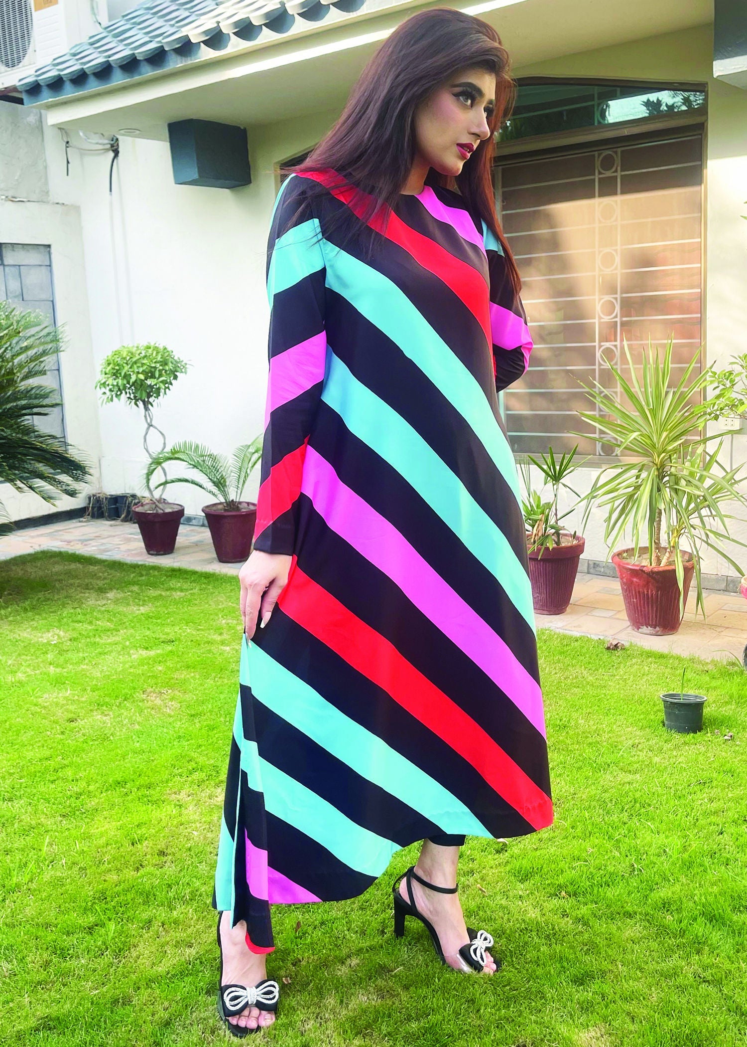 Stitch Vibes Multi Stripe Shirt Women 2pcs