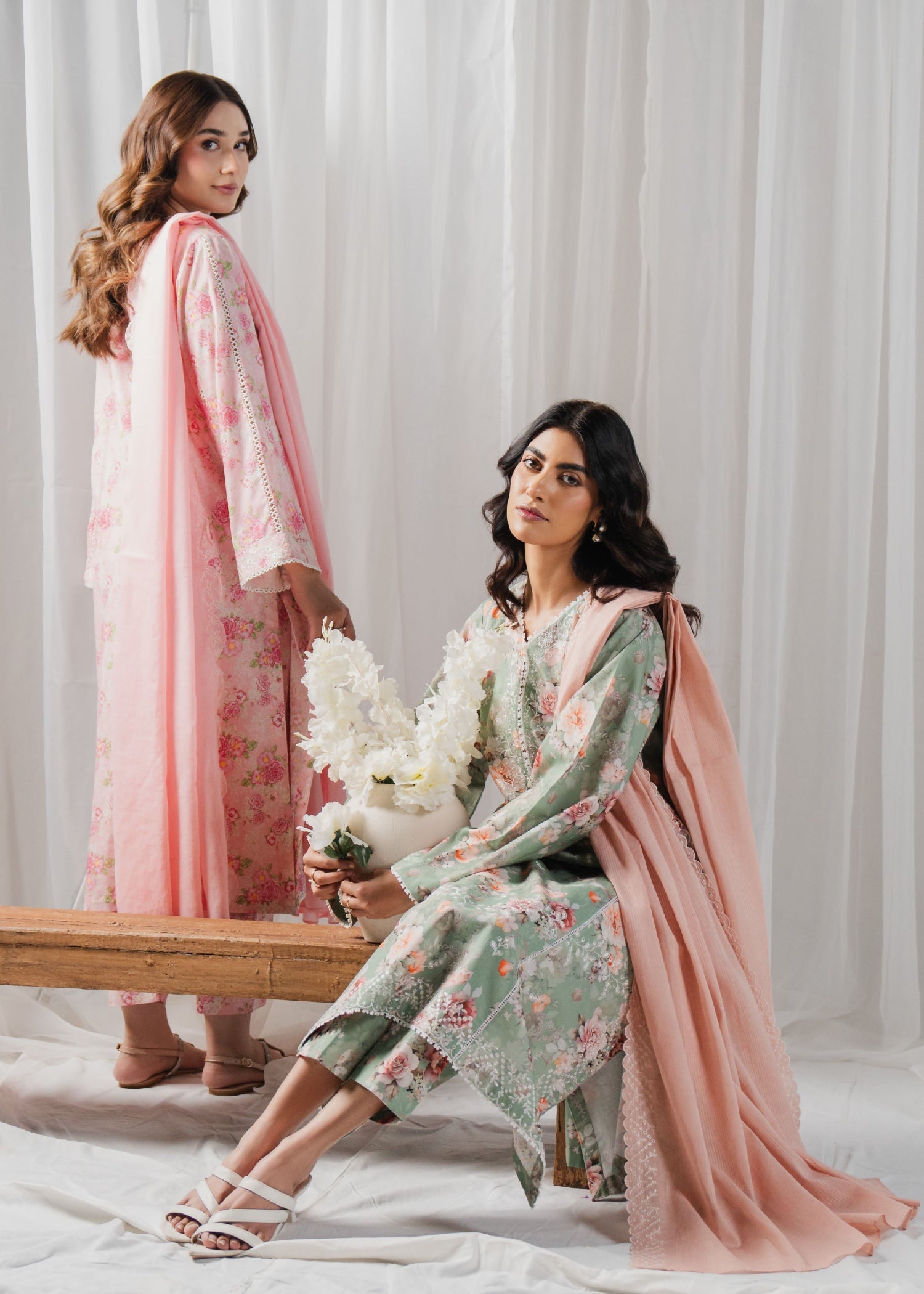 Buzzazi Sage Green Printed Suit Women 3pcs